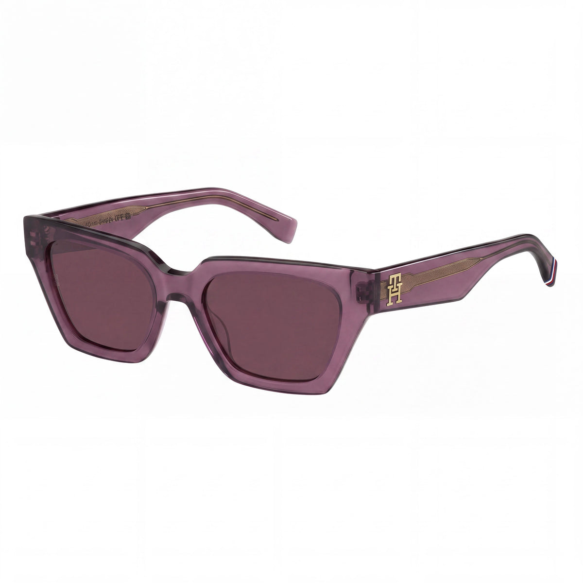 Gafas de sol informales Tommy Hilfiger para mujer con montura de acetato malva, lentes de policarbonato rosa, protección UV del 100 %, 52 mm, Photo 1