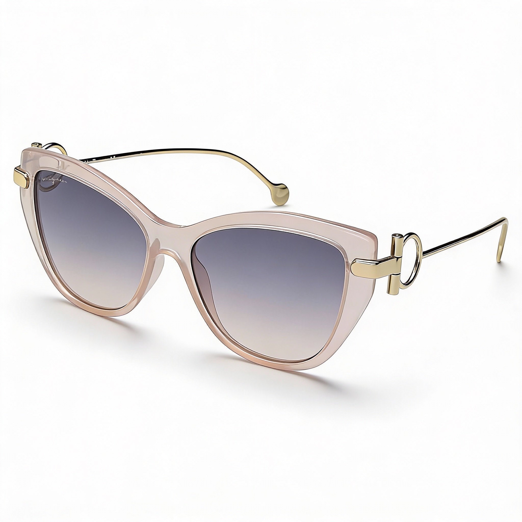 Salvatore Ferragamo SF928S Women's Cat Eye Nude Gold Plastic Blue Gradient UV Protection Sunglasses 55-15-140mm, Photo 1