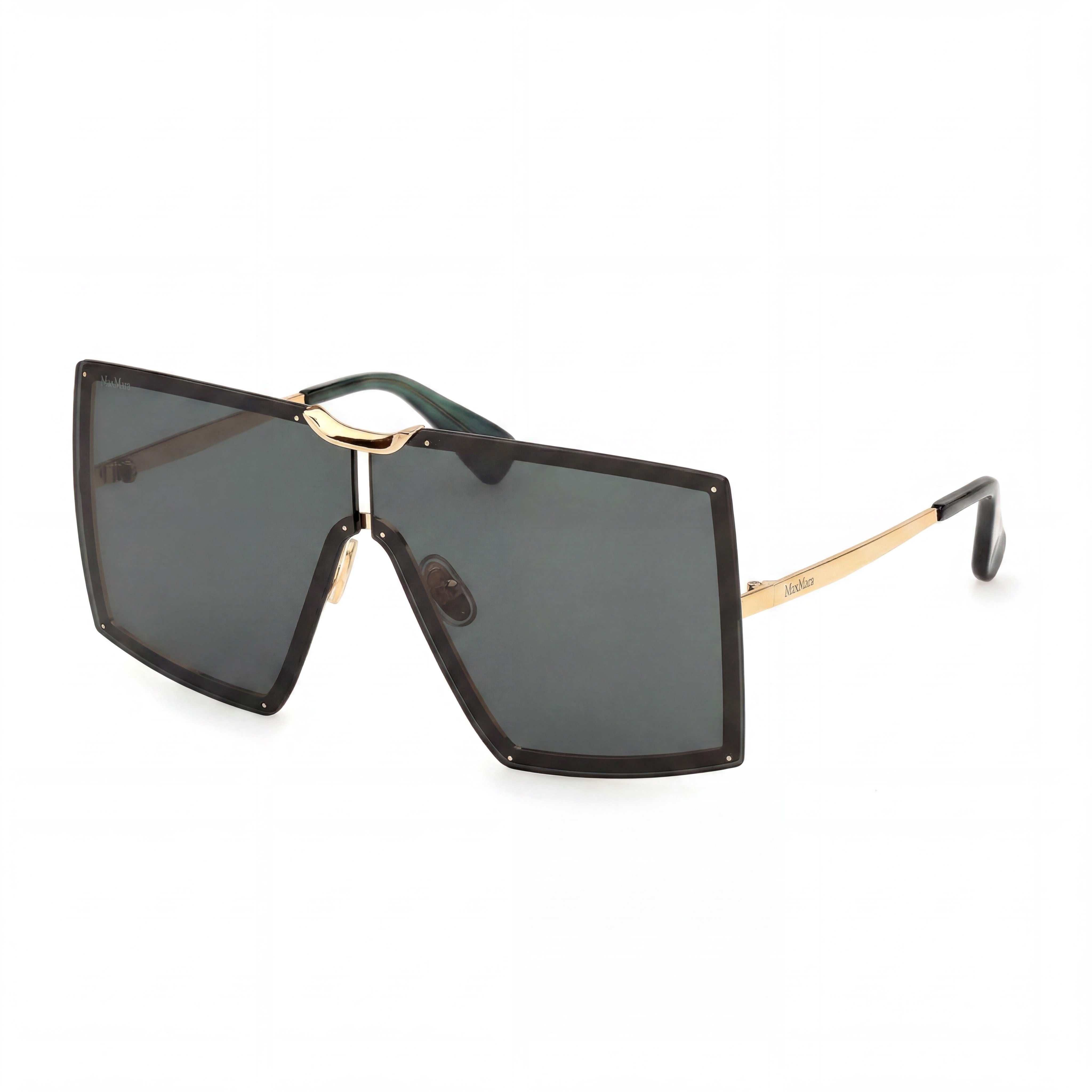 MaxMara Mm0117 Women's Acetate Frame Shiny Deep Gold Polycarbonate Lens Non- Eyewear 69mm, Photo 1
