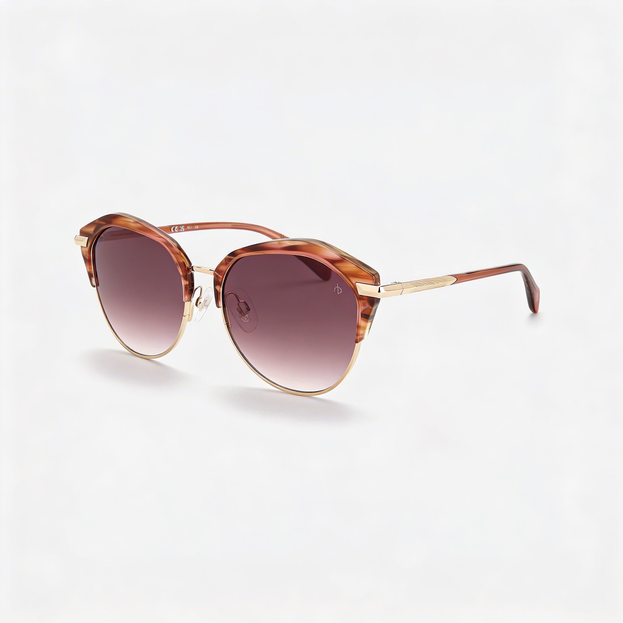 Gafas de sol de acero inoxidable para mujer Modern Heritage de rag & bone, color burdeos, rosa cuerno, 55 mm, con protección UV, Photo 1
