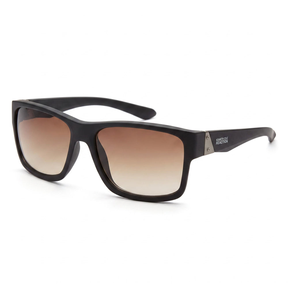 Kenneth Cole Kc1249 Men's Matte Brown Plastic Square Sunglasses, Brown Gradient Lenses, 100% UV Protection, 45-17-138mm