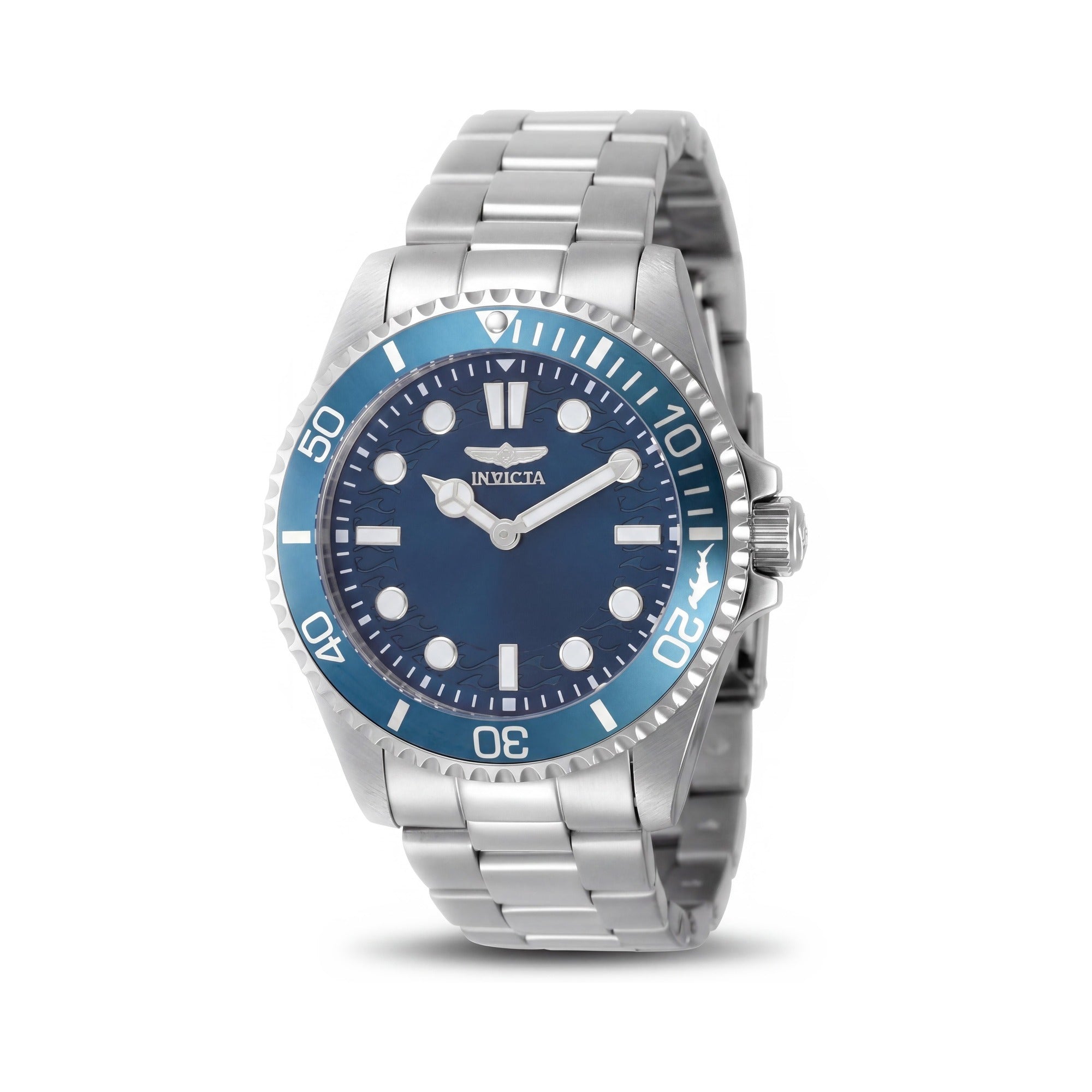 Reloj de cuarzo Invicta Pro Diver 49694 para hombre con caja de acero inoxidable plateada, brazalete y esfera azul, 43 mm, Photo 1
