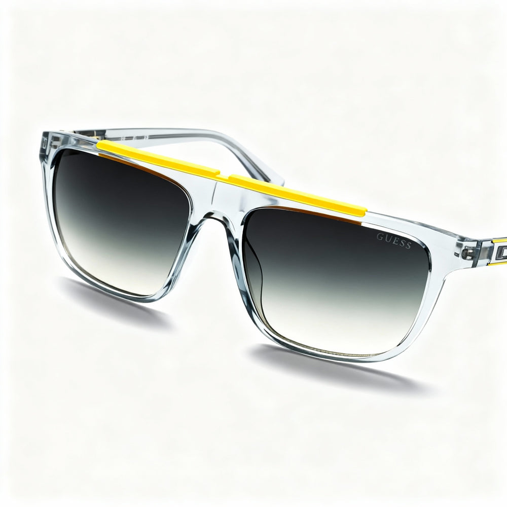 GUESS Classic Men's Square Injected Grey Frame Grey Glass Non-Polarized UV Protection Sunglasses 57mm