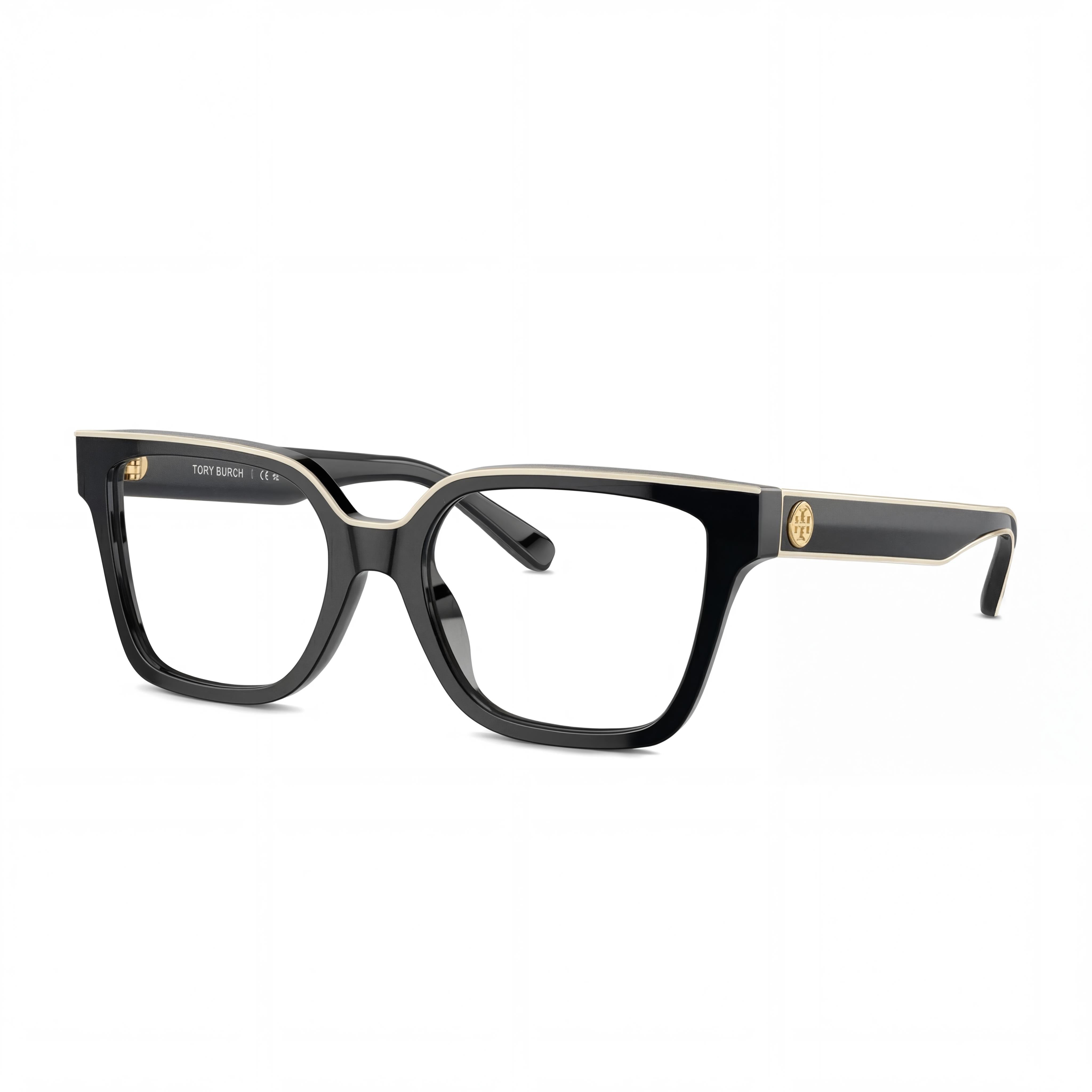 Tory Burch Ty 2148u Women's Square Metal Acetate Eyeglasses Black Ivory 52mm, Photo 1