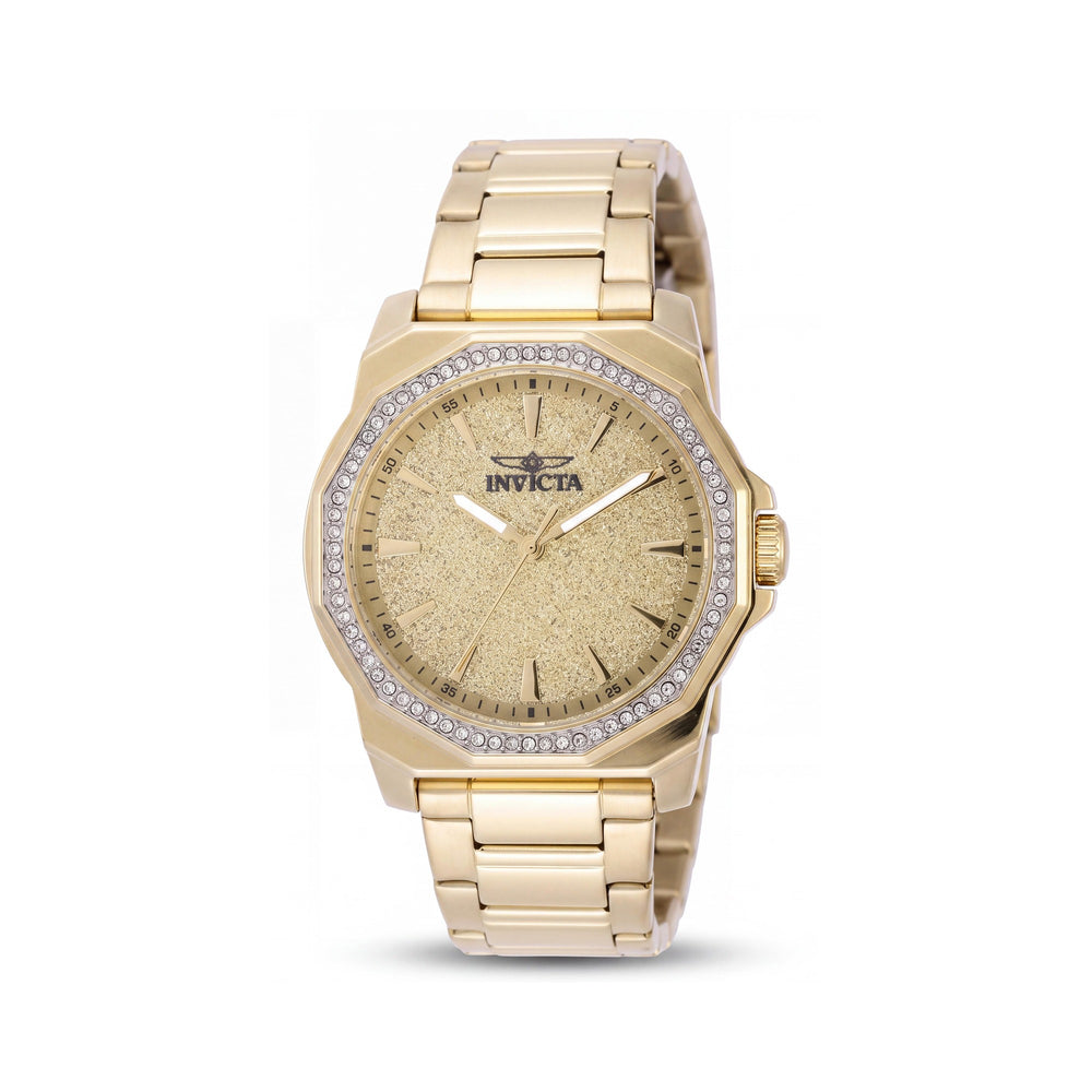Invicta Speedway 49130 Reloj de cuarzo para mujer, de acero inoxidable tono dorado con esfera dorada de 34 mm