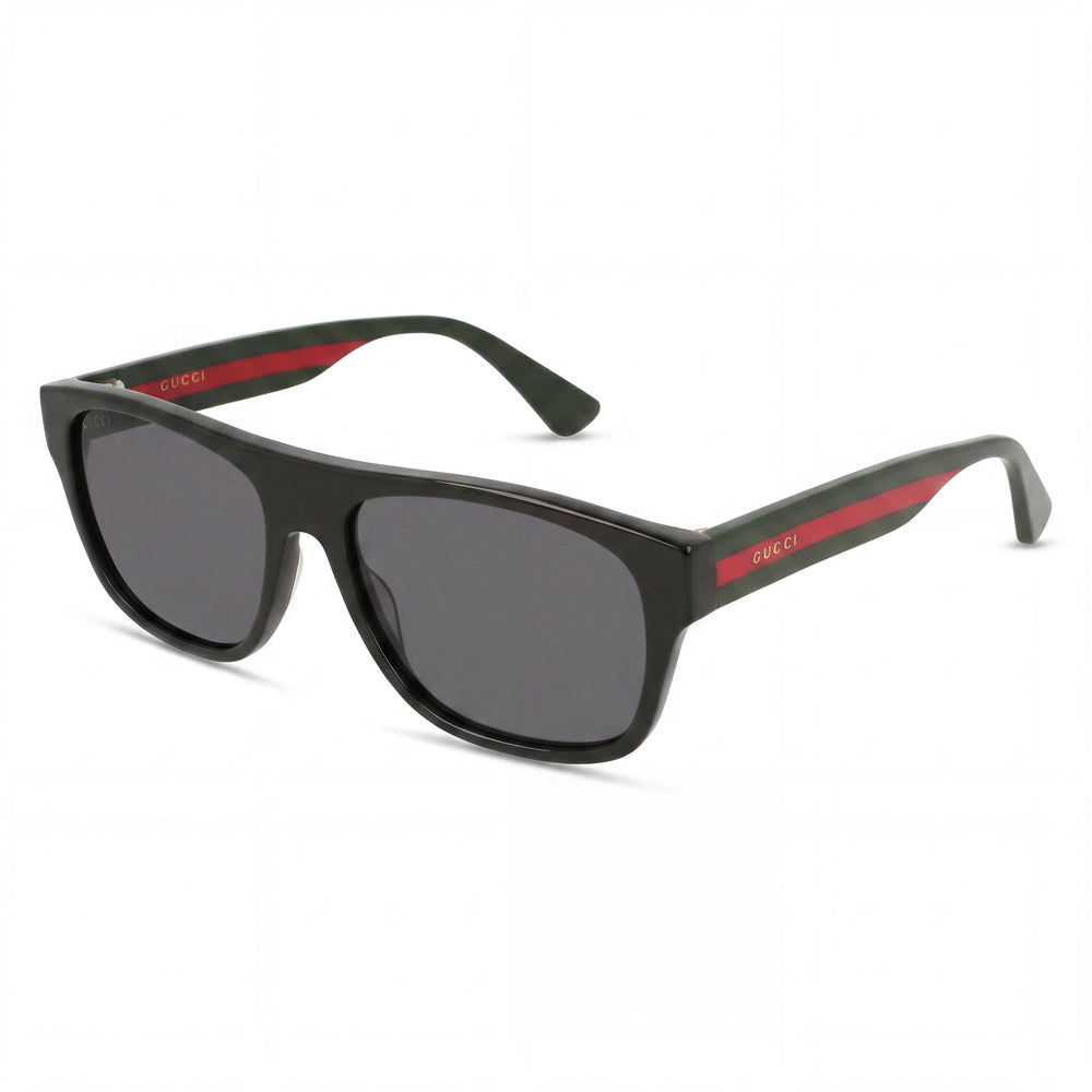 Gucci Gg0341S Men’s Rectangle Black Multicolour Grey Plastic Frame UV Protection Sunglasses 56mm