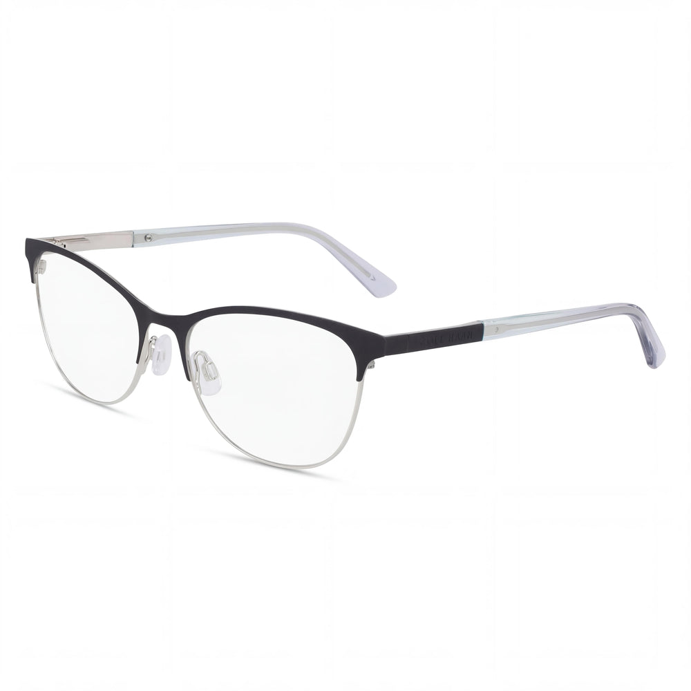 Gafas Cole Haan Ch5051 para hombre, rectangulares, de metal ligero, color negro, con lentes polarizadas transparentes de 53 mm