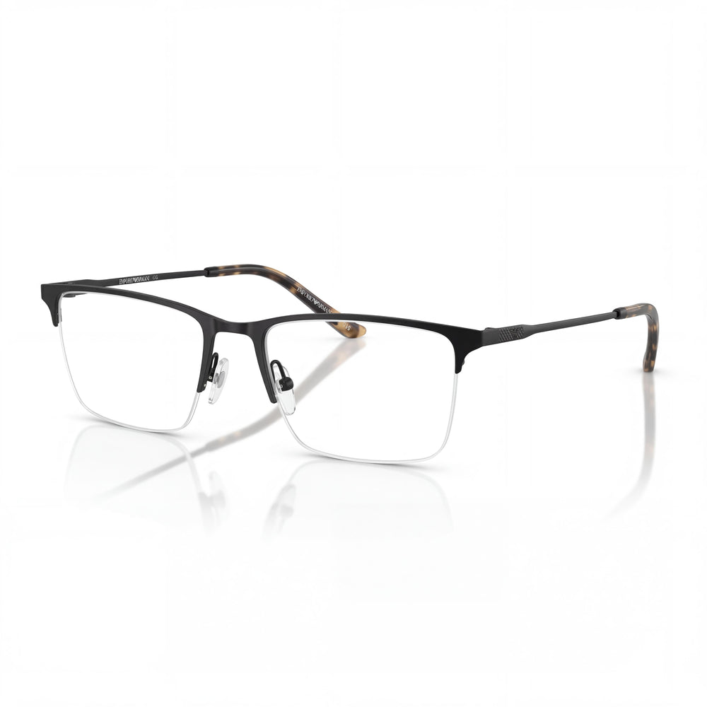 Monturas de gafas graduadas Emporio Armani Ea1171 de metal rectangular negro mate para hombre 55-18-145mm