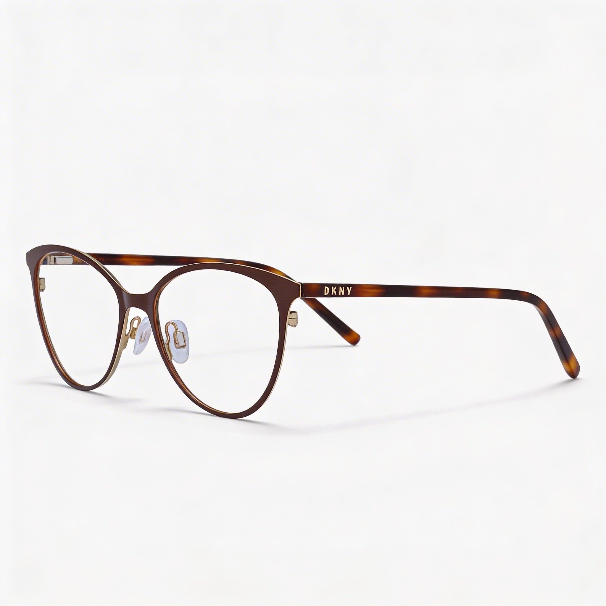 DKNY Dk3001 Women's Eyeglasses with Oval Metal Dark Brown Frame and Clear Lenses 51mm, Photo 1