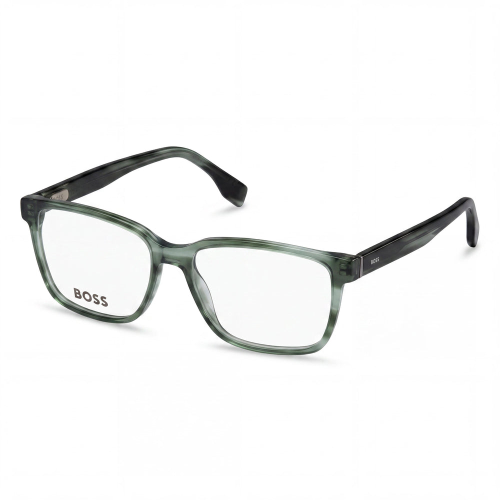 Hugo Boss Modern Men's Sunglasses with Green Horn Acetate Frame and Polycarbonate Lenses, Size 57mm