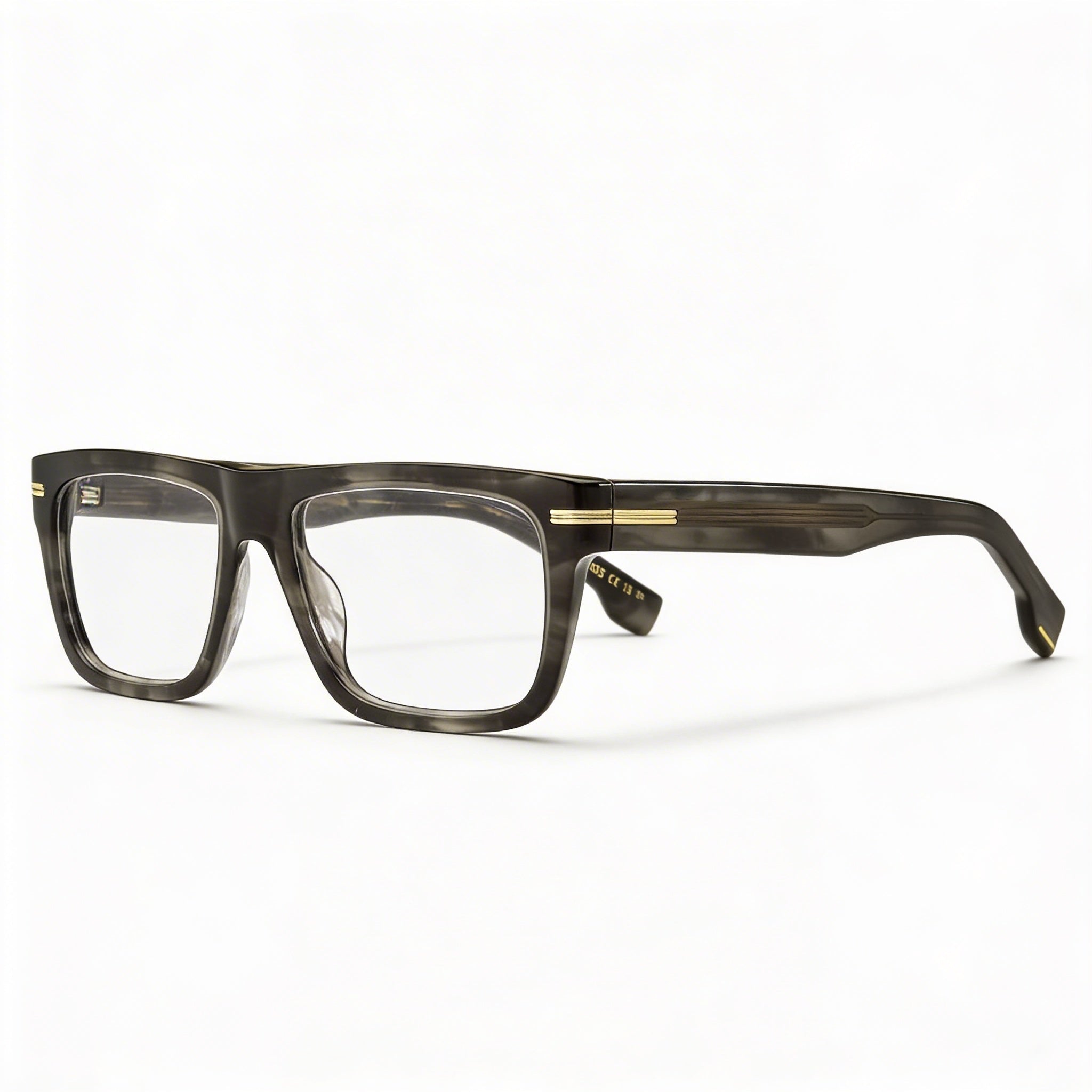 Hugo Boss Modern Unisex Grey Horn Acetate Frame Polycarbonate Non-Polarized Lenses 53mm, Photo 1