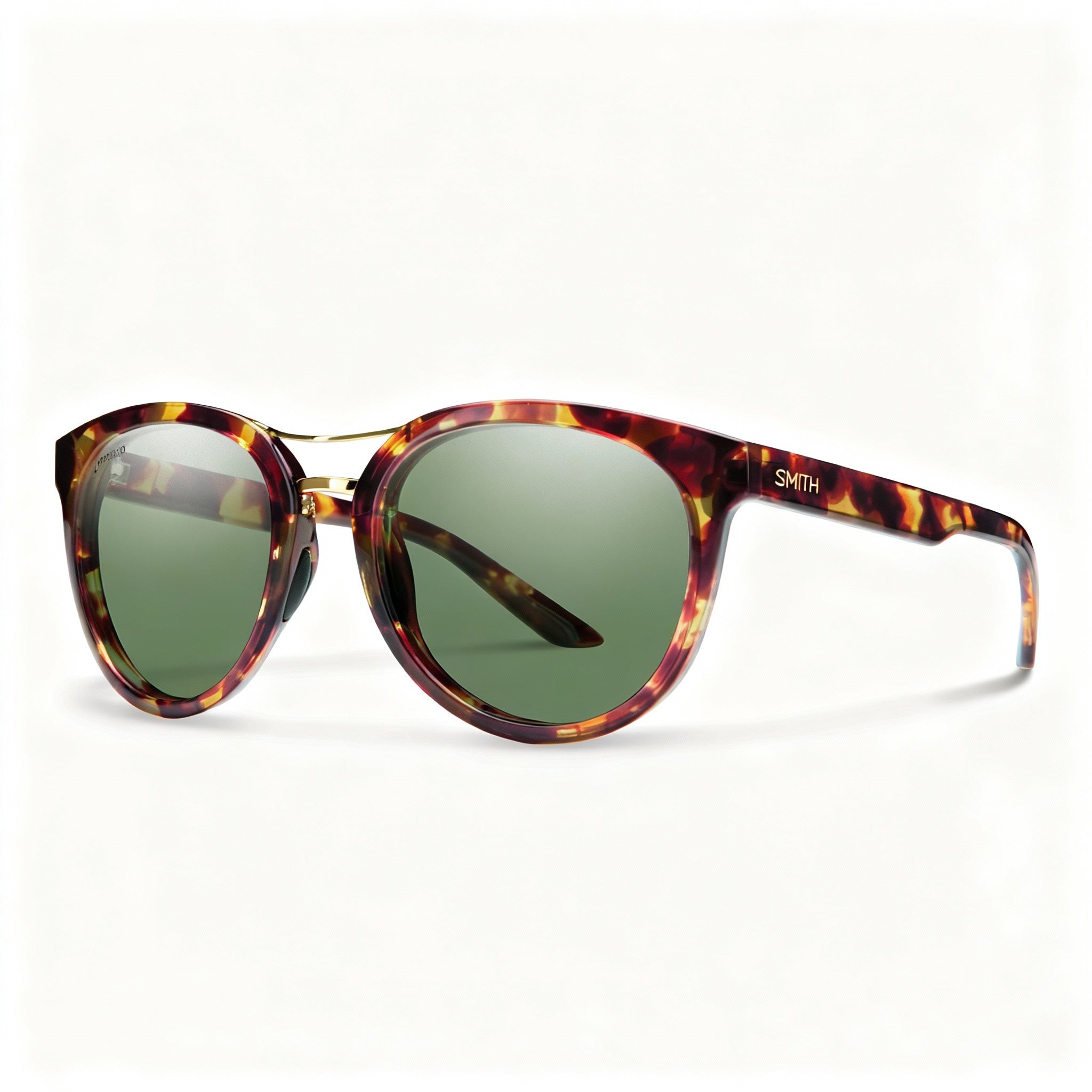 SMITH Bridgetown Women's Tortoise Plastic Polarized Sunglasses with UV Protection, Gray Green Lenses 54-20-135mm