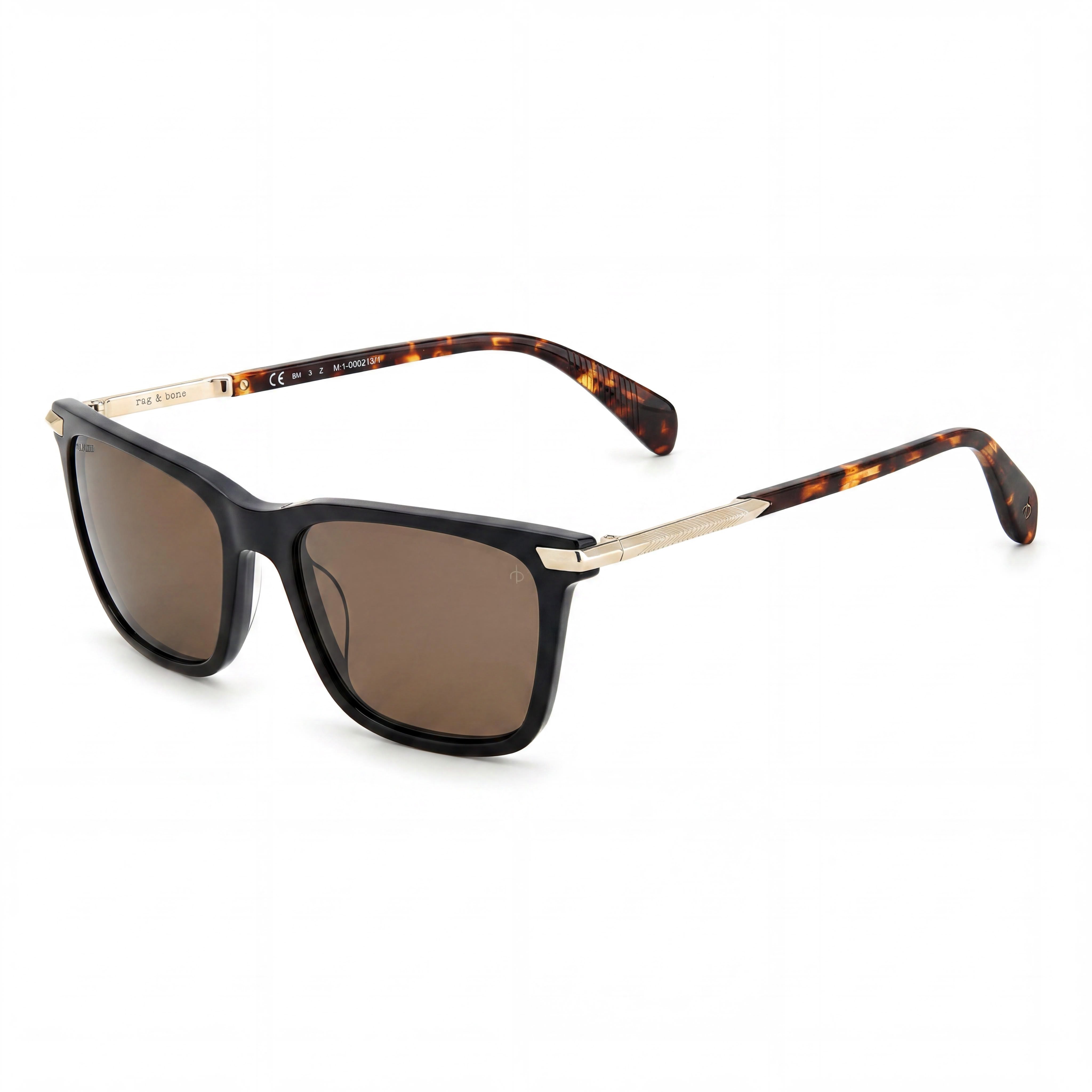rag & bone Modern Men's Acetate Black Square Sunglasses Bronze Lenses 56mm, Photo 1