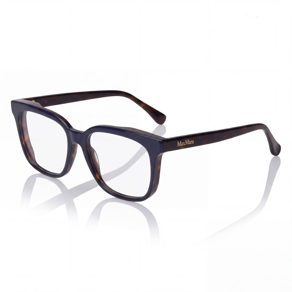 MaxMara Modern Men's Blue Havana Dark Havana Prescription Ready Optical Frames with Clear Demo Lenses