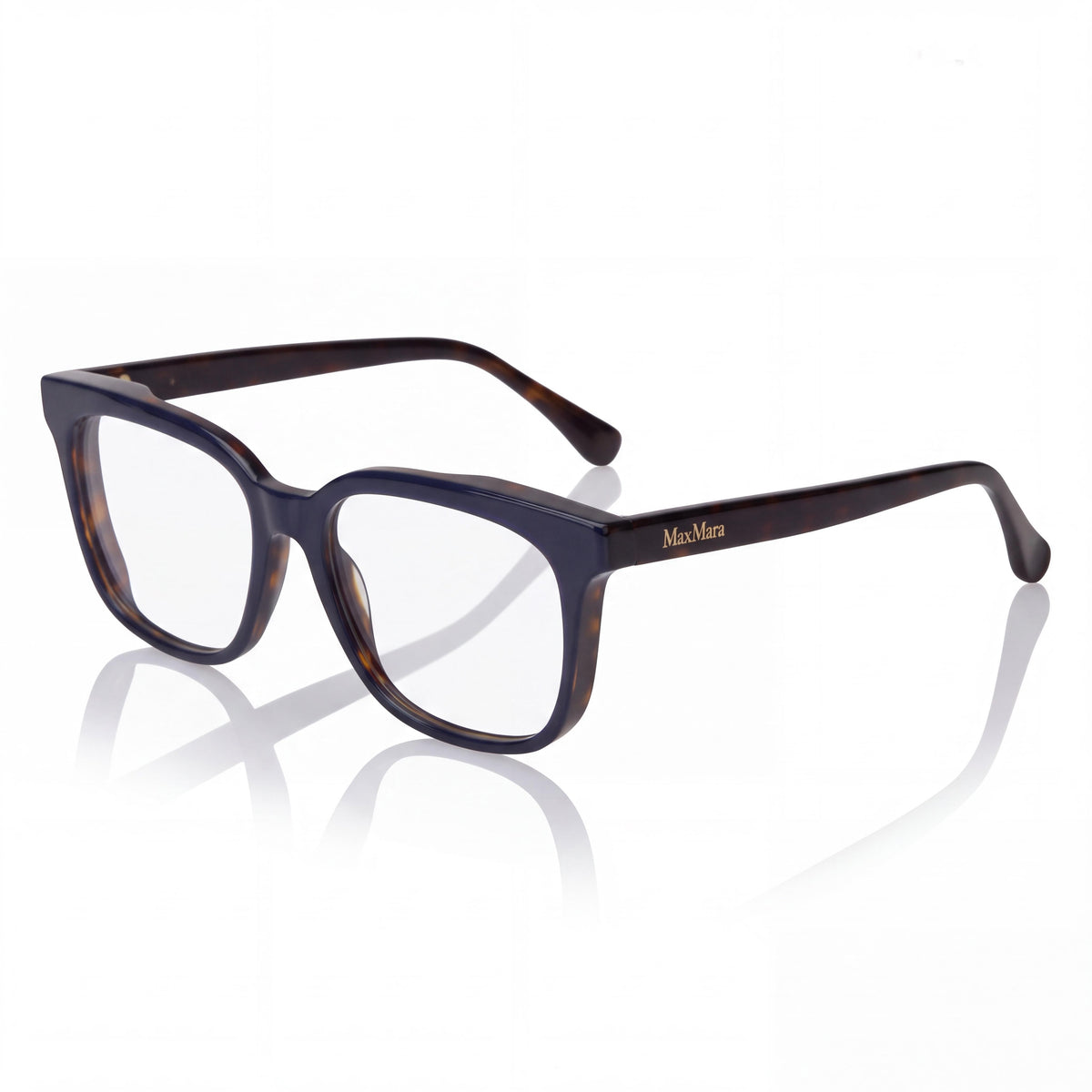 MaxMara Modern Men's Blue Havana Dark Havana Prescription Ready Optical Frames with Clear Demo Lenses, Photo 1