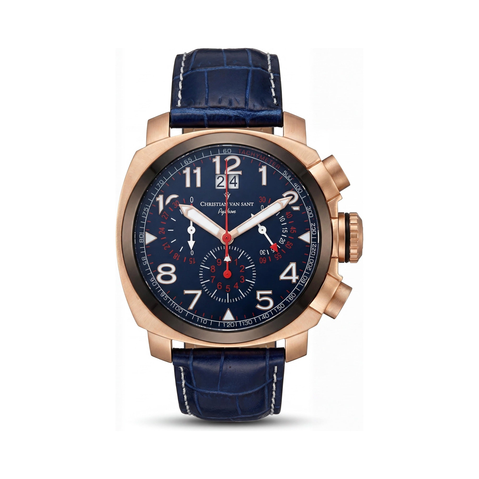 Reloj Cronógrafo de Cuarzo para Hombre Christian Van Sant Grand Python con Esfera Azul y Correa de Cuero, 50mm, Resistente al Agua 100M, Photo 1