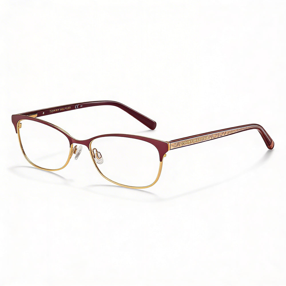 Gafas Tommy Hilfiger T. Hilfiger 1777 para mujer, color rojo brillante, doradas, sin acero inoxidable, 52 mm
