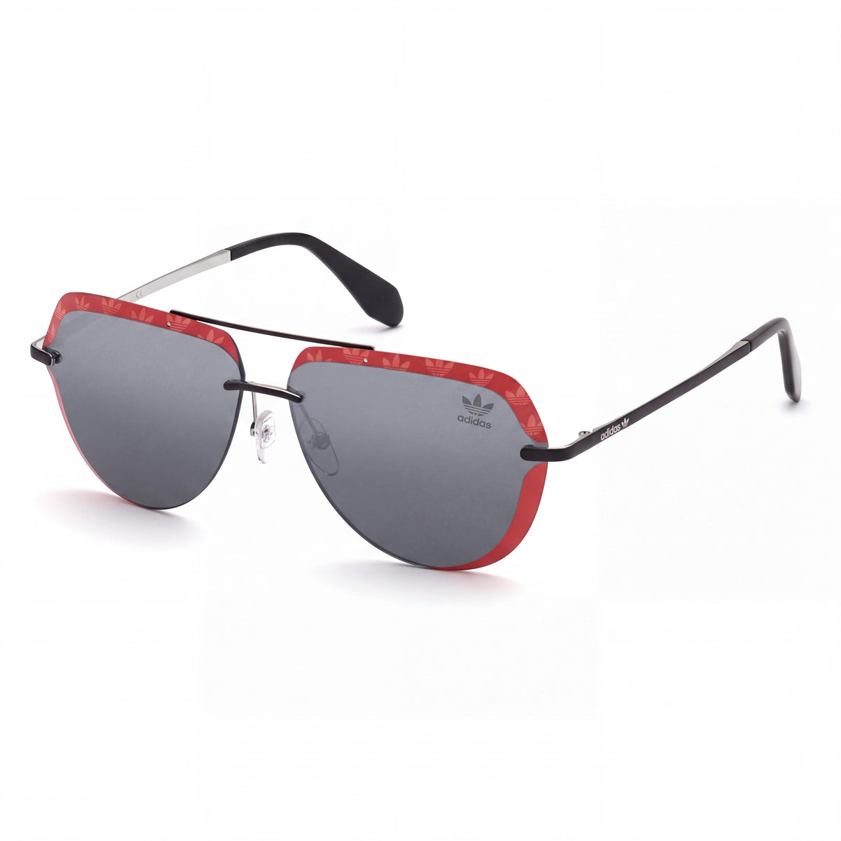 Gafas de sol adidas Originals OR0018 casual unisex con montura metálica y lentes de espejo en rojo, negro y gris de 63 mm, Photo 1
