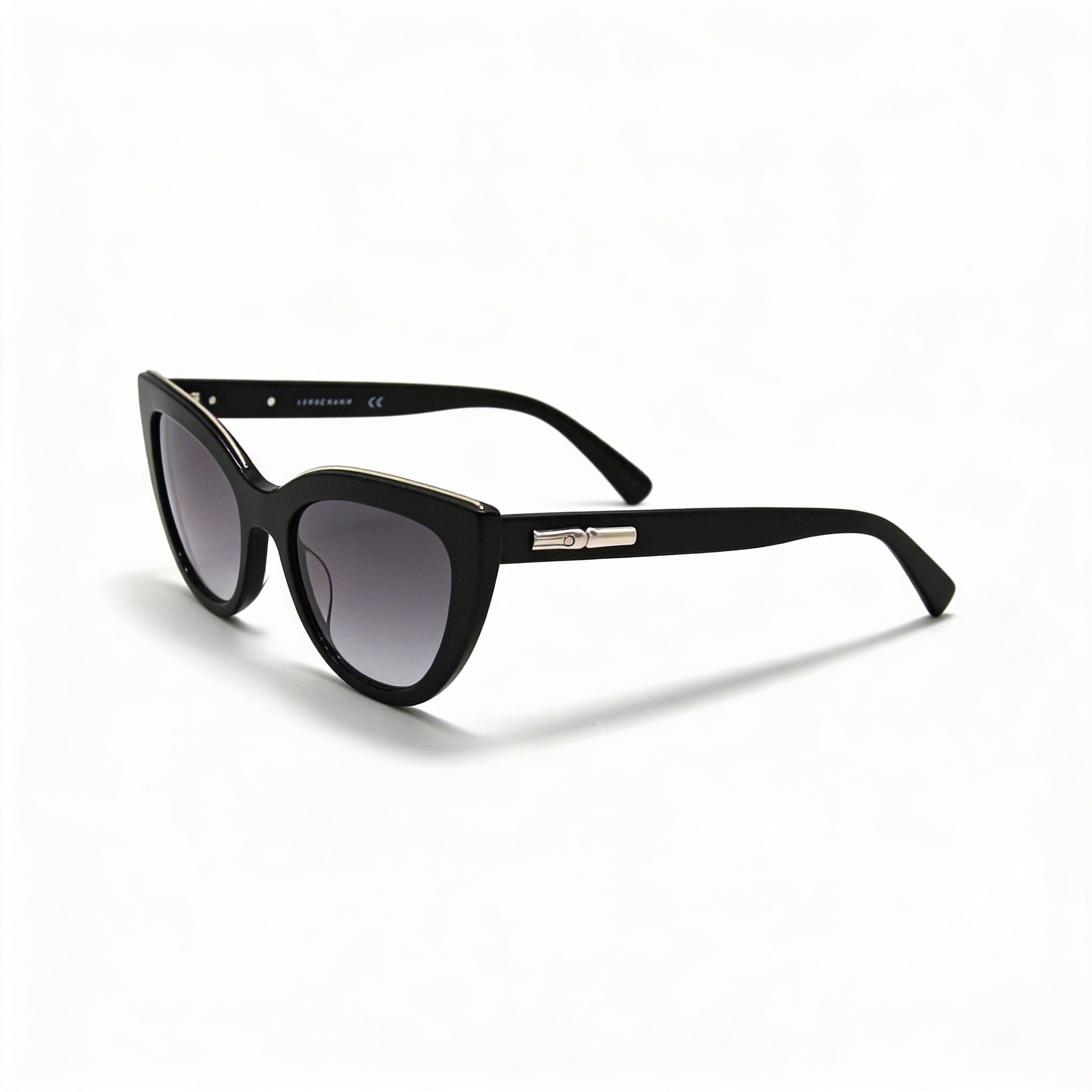 Gafas de Sol Ojo de Gato Longchamp LO686S para Mujer con Montura de Acetato Negro, Lentes Grises, Protección UV, 51mm, Photo 1