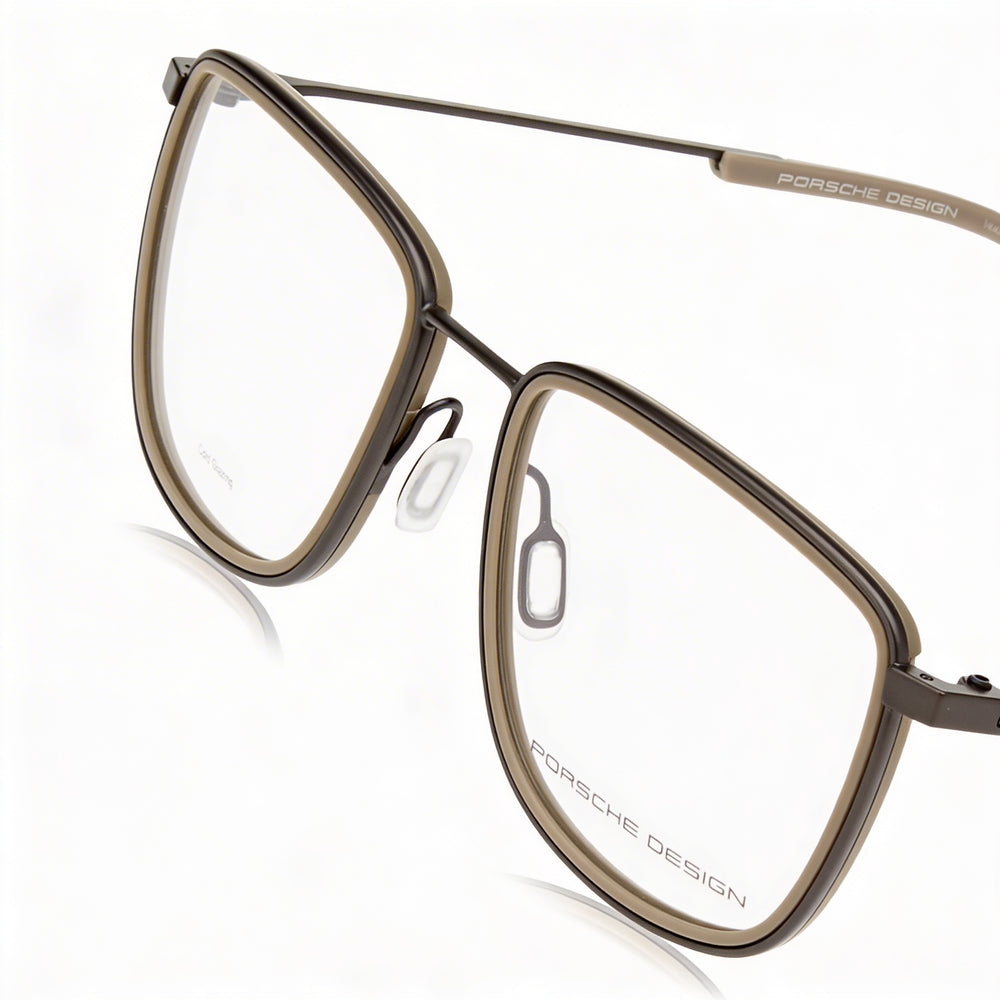 Porsche Modern Acetato Hombre Gris Oscuro, Beige 53mm