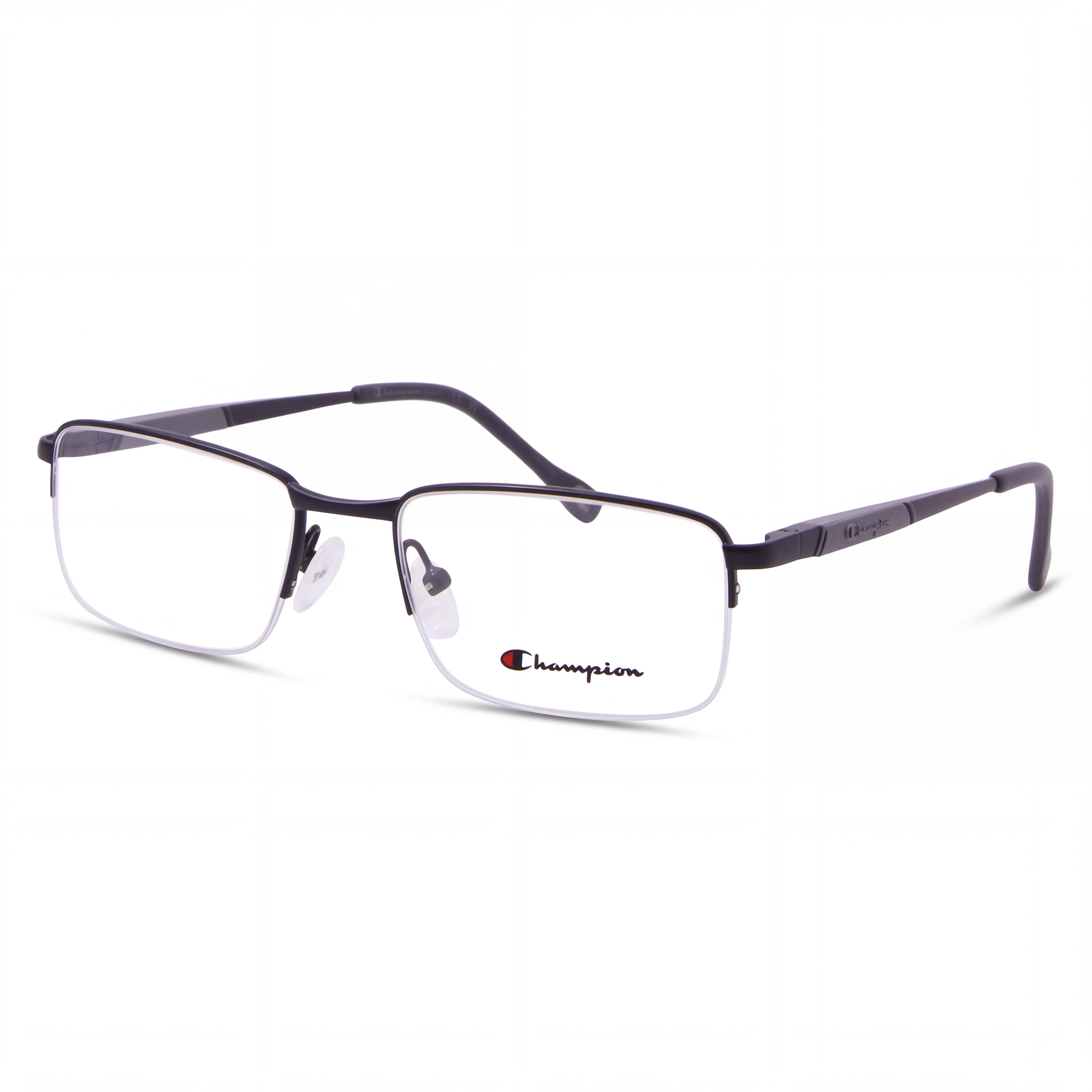 Champion 1016 Unisex Black Metal Rectangle Shape Frame Eyewear with Clear Polycarbonate Lenses 51mm, Photo 1