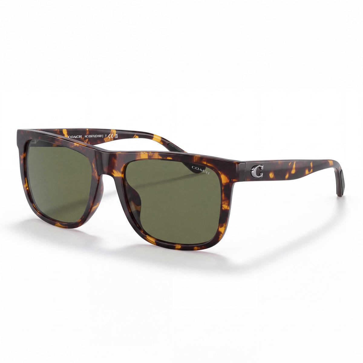 COACH Hc8367u Women's Square 100% UV Protection Dark Tortoise Brown Frame with Brown Lenses 57mm, Photo 1