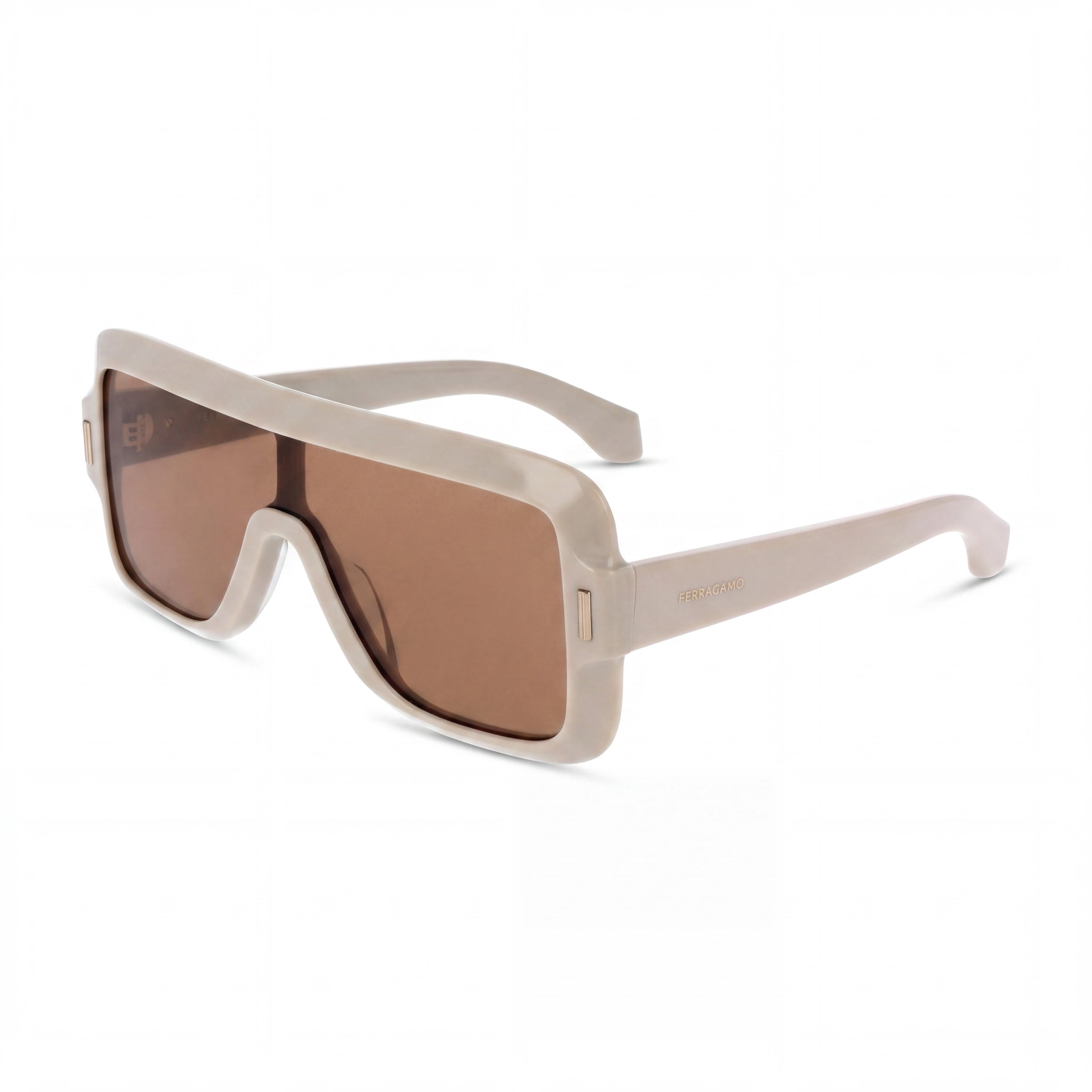 Ferragamo Sf2061se Women's Beige Acetate Frame Sunglasses with Polycarbonate Lenses, 55mm Lens Width, Photo 1