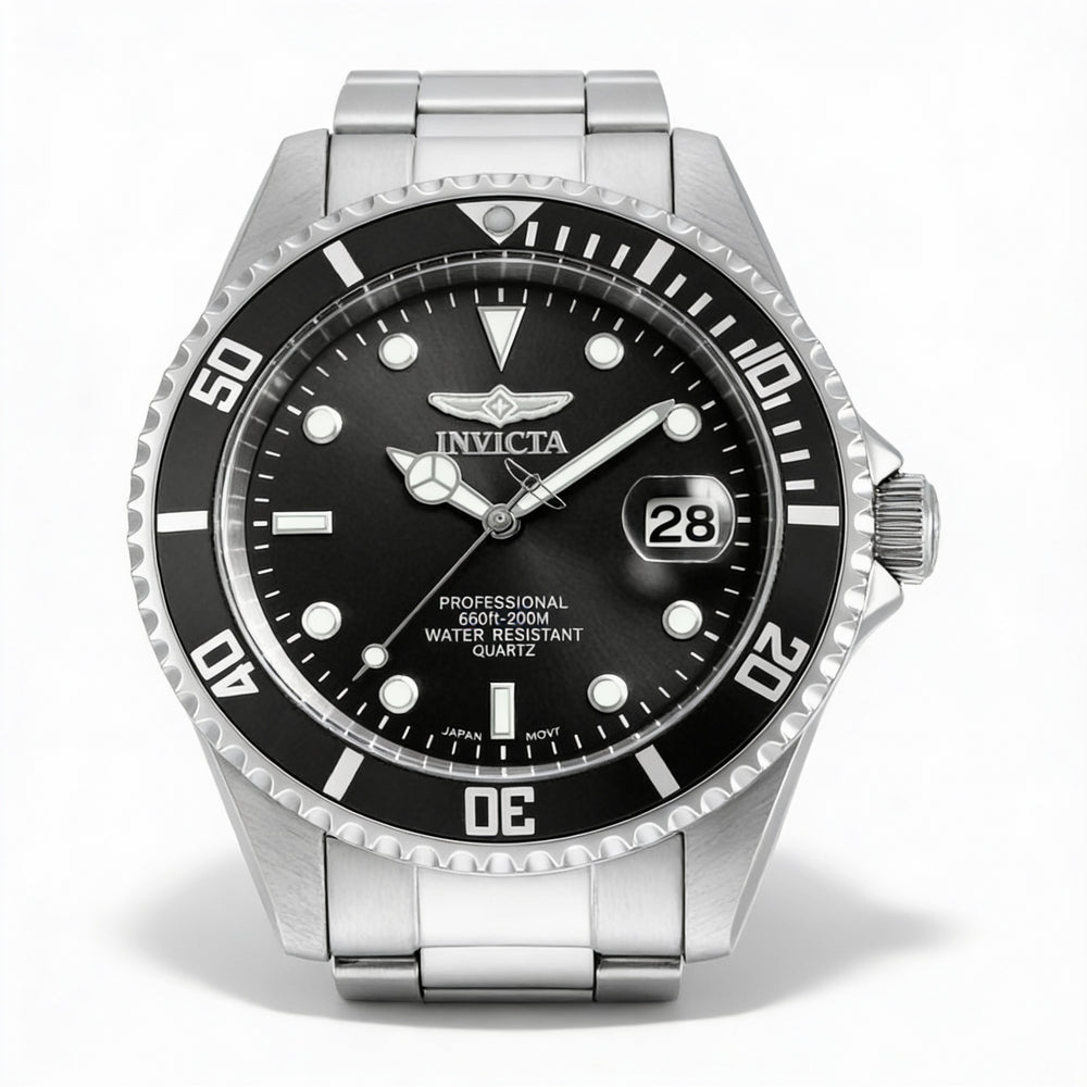 Invicta Women's Pro Diver 8932OB Stainless Steel Case & Bracelet Black Dial Luminous Quartz Watch 37mm