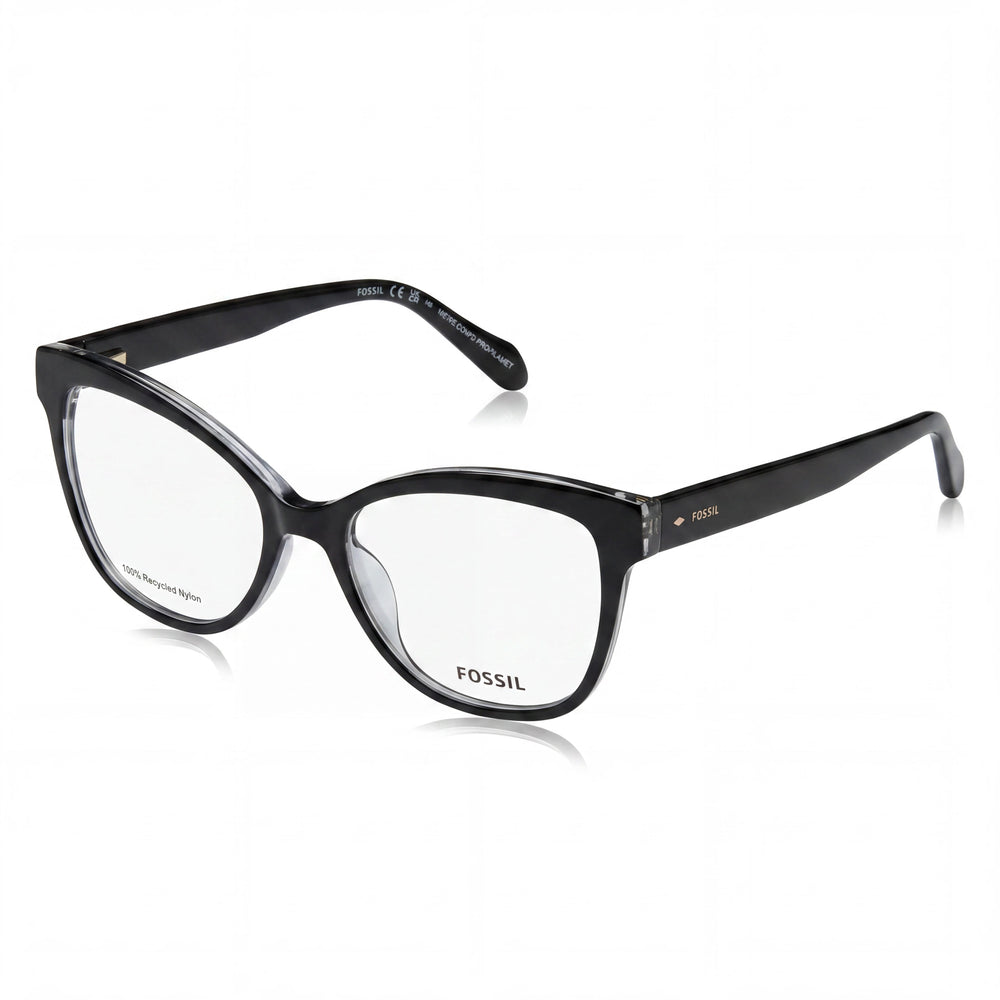 Gafas de sol Fossil Fos 7152 para mujer con montura de acetato negro y lentes de policarbonato no polarizadas de 54 mm