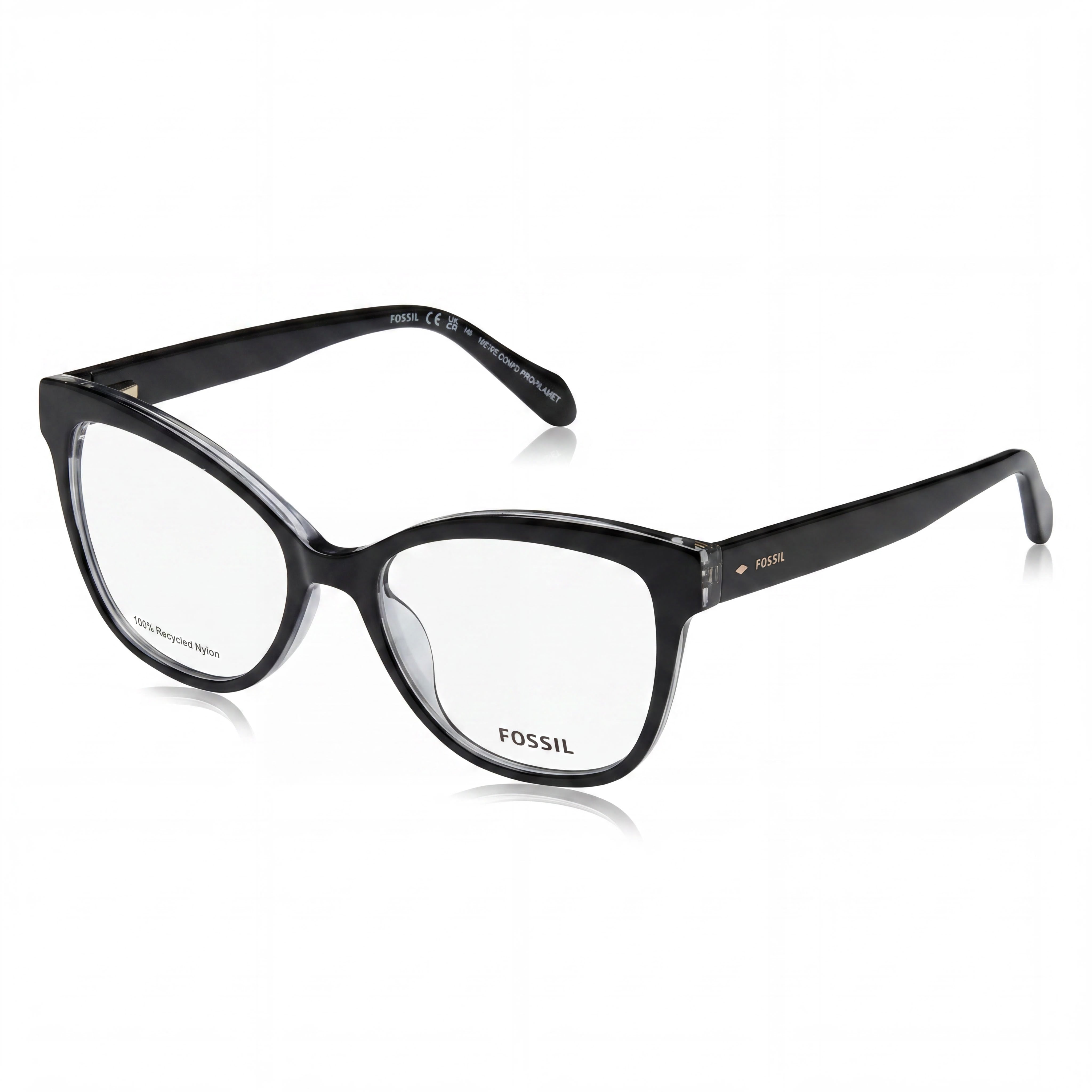 Gafas de sol Fossil Fos 7152 para mujer con montura de acetato negro y lentes de policarbonato no polarizadas de 54 mm, Photo 1