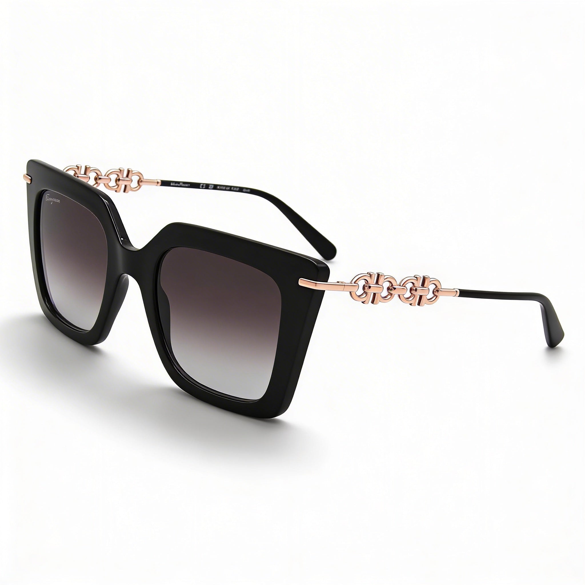 Gafas de sol Salvatore Ferragamo SF1041S de mujer, modernas, de acero aleado negro, con forma de mariposa, con degradado gris, 51 mm, Photo 2