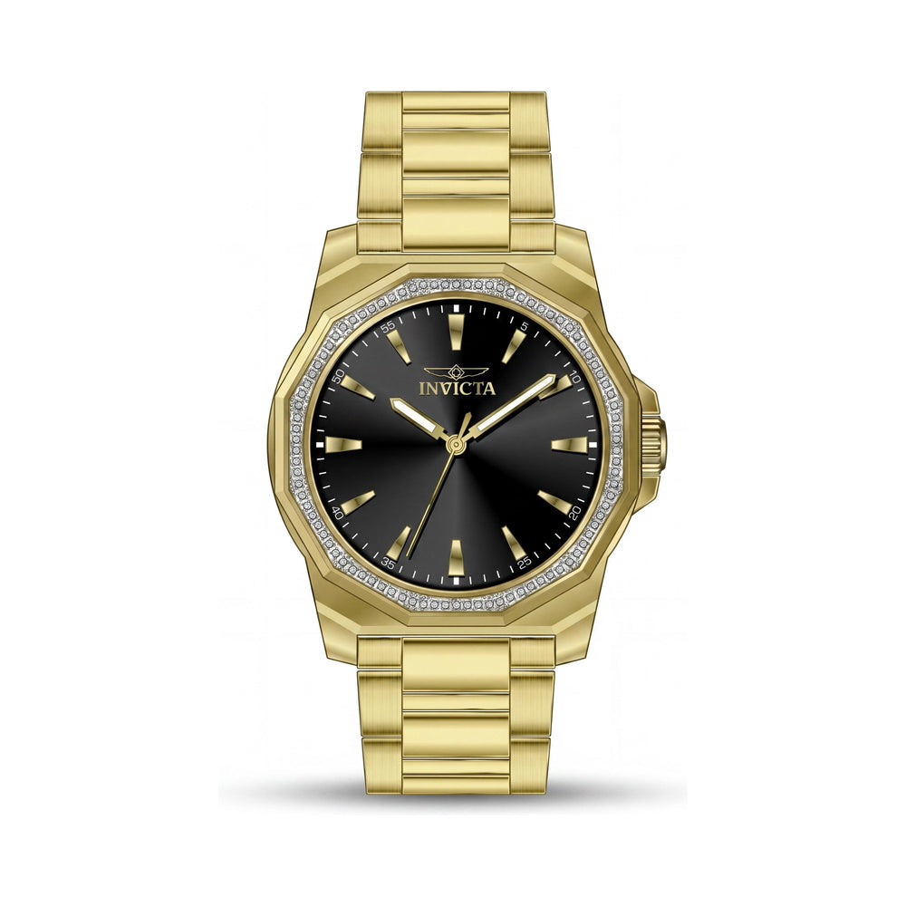 Reloj de cuarzo Invicta Speedway 49107 para hombre, de acero inoxidable dorado, con esfera negra y caja de 42 mm.