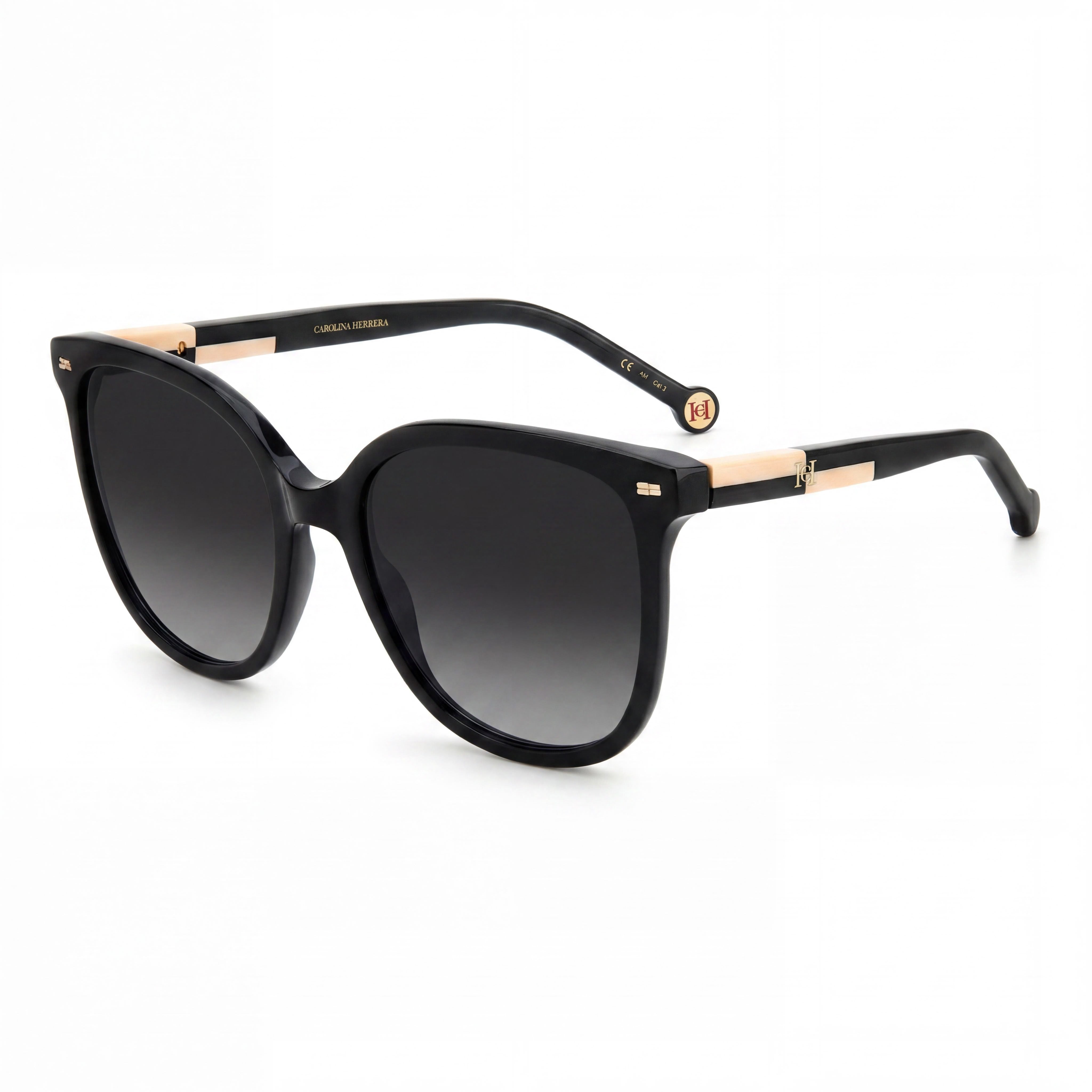 Carolina Herrera Clásicas Unisex Plástico Negro Nude Montura Gris Oscuro Degradado, Lentes Gris Oscuro Degradado, No Polarizadas con Protección UV 55mm, Photo 1