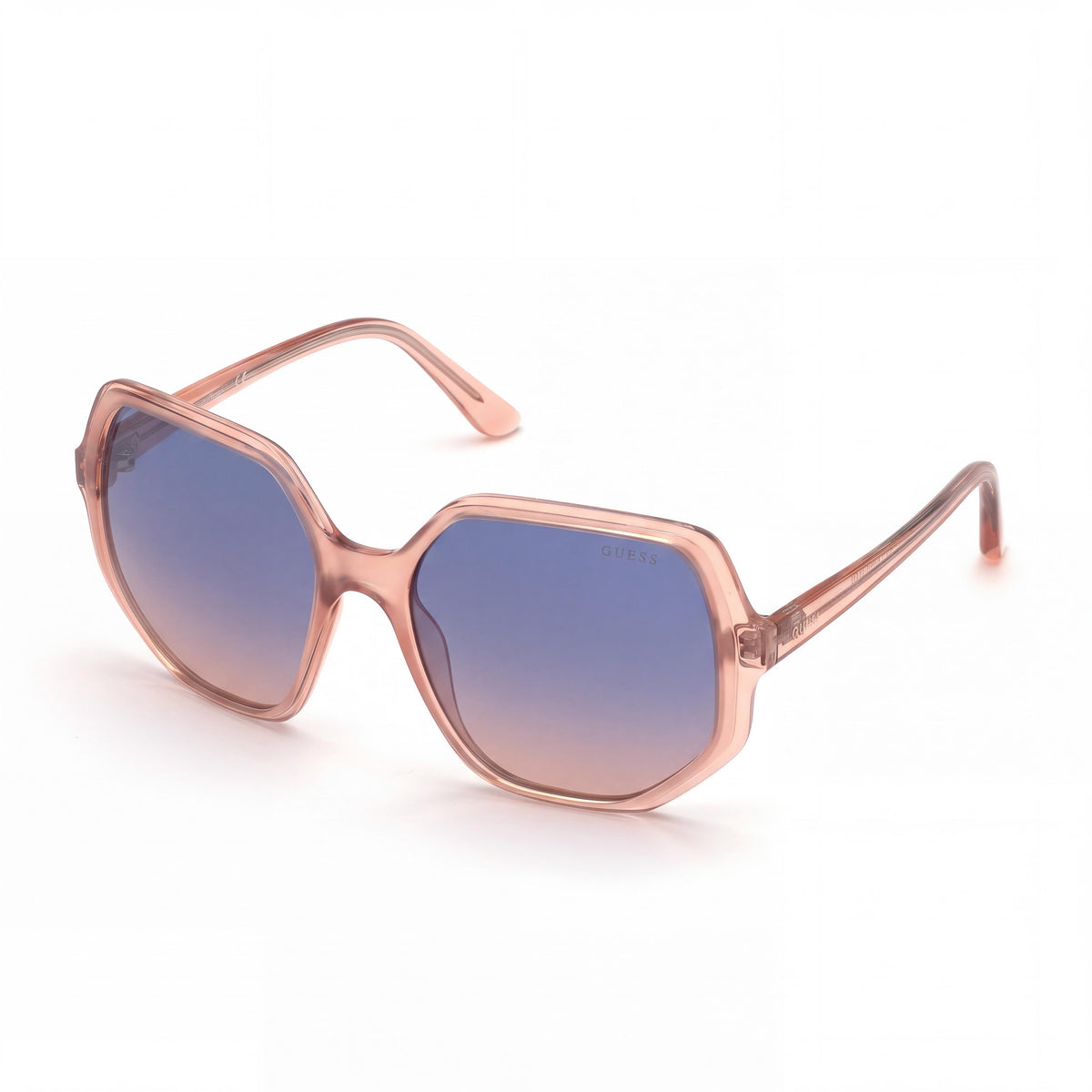 GUESS Women's GU7773 74W 58 Geometric Pink Plastic Gradient Blue Non-Polarized UV Protection Sunglasses 58mm, Photo 1