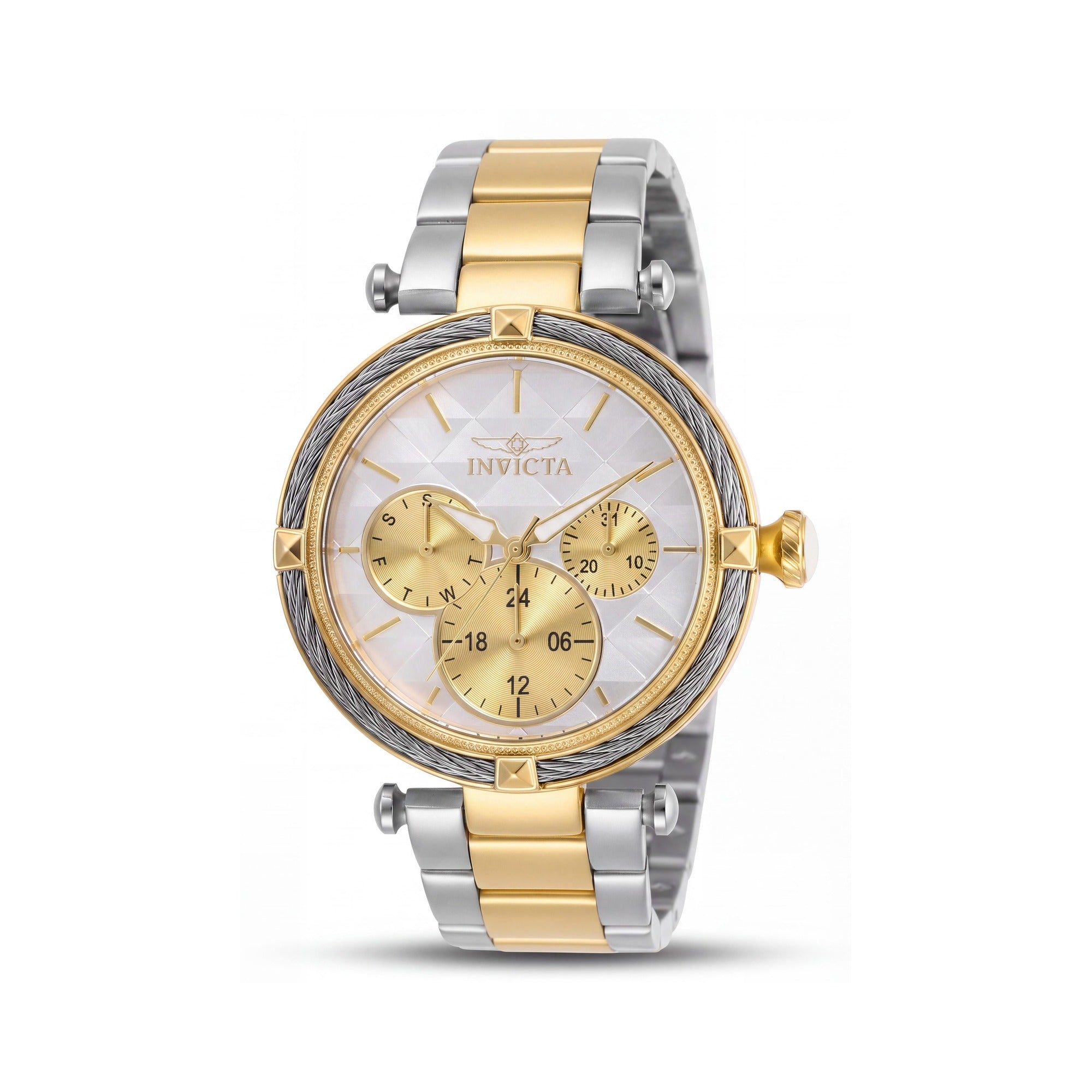 Invicta 28960 Bolt Women's Quartz Movement White Dial Two-Tone Stainless Steel 36.5mm Dual-Time Watch, Photo 1