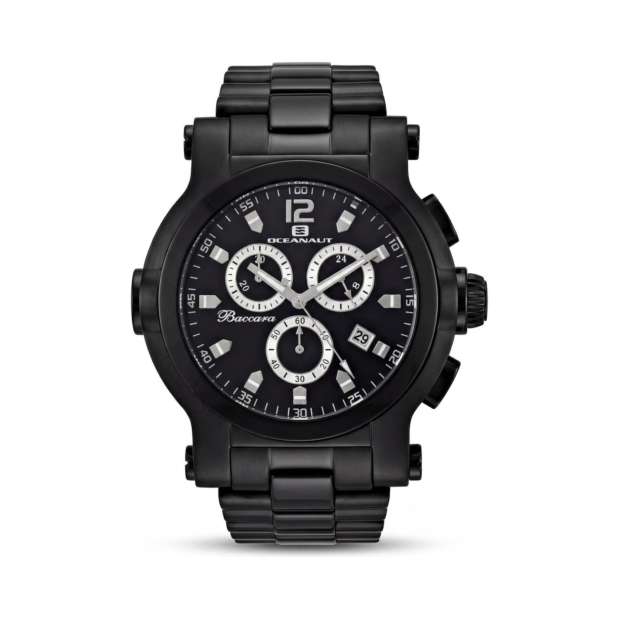 Oceanaut Baccara XL Cronógrafo para hombre, acero inoxidable negro, resistente al agua 50 m, movimiento de cuarzo, 50 mm, Photo 1