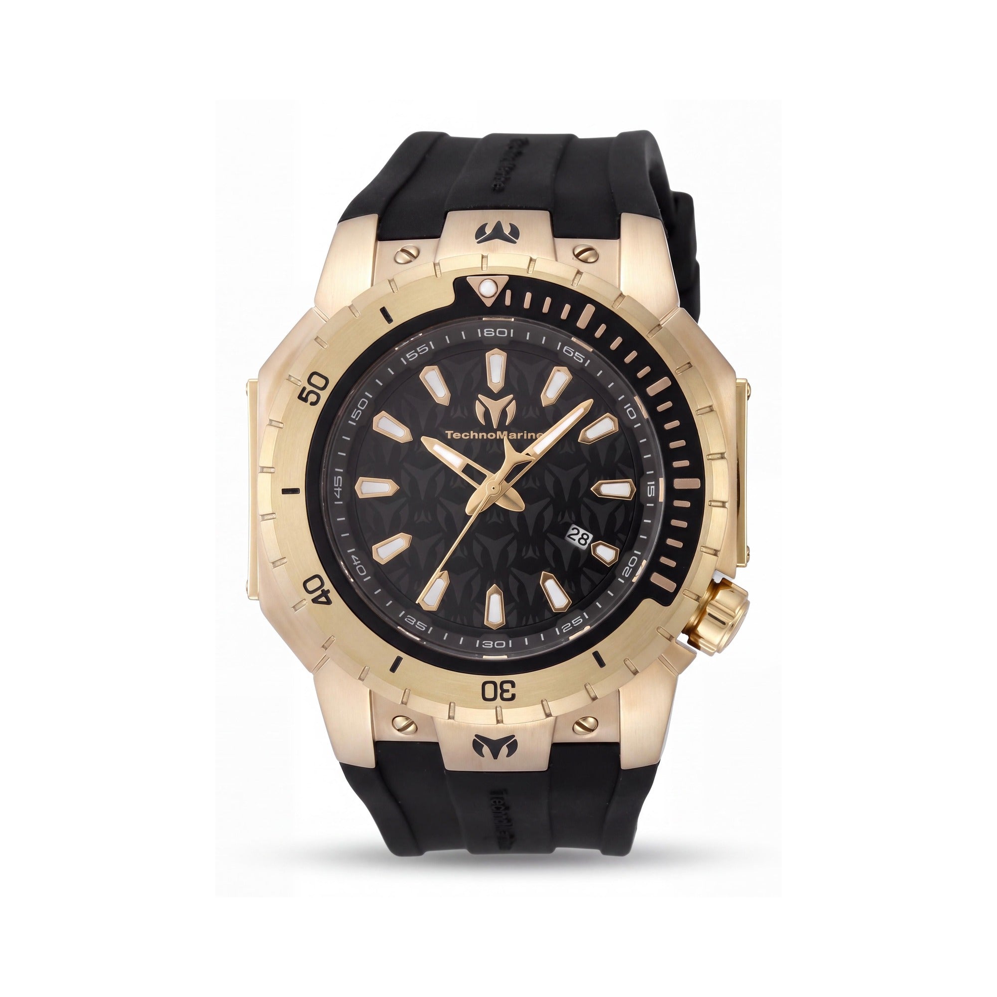 Technomarine Manta TM-224011 Men's Stainless Steel Black Dial Silicone Strap Quartz Watch 49mm, Photo 1
