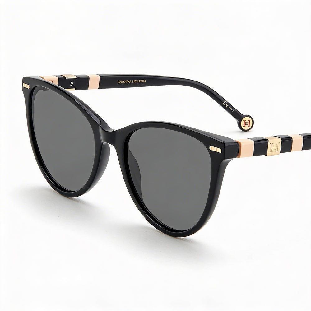 Carolina Herrera HER-0107/S Gafas de sol casuales para mujer de plástico negro, nude y gris con protección UV de 57 mm