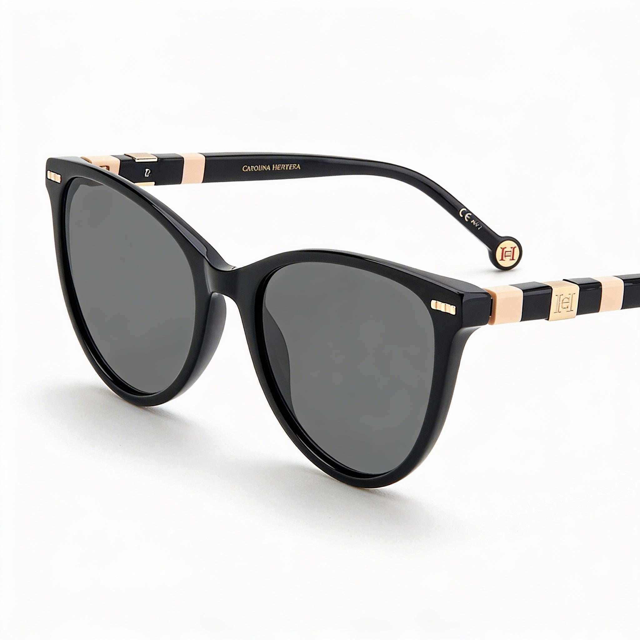 Carolina Herrera HER-0107/S Gafas de sol casuales para mujer de plástico negro, nude y gris con protección UV de 57 mm, Photo 1