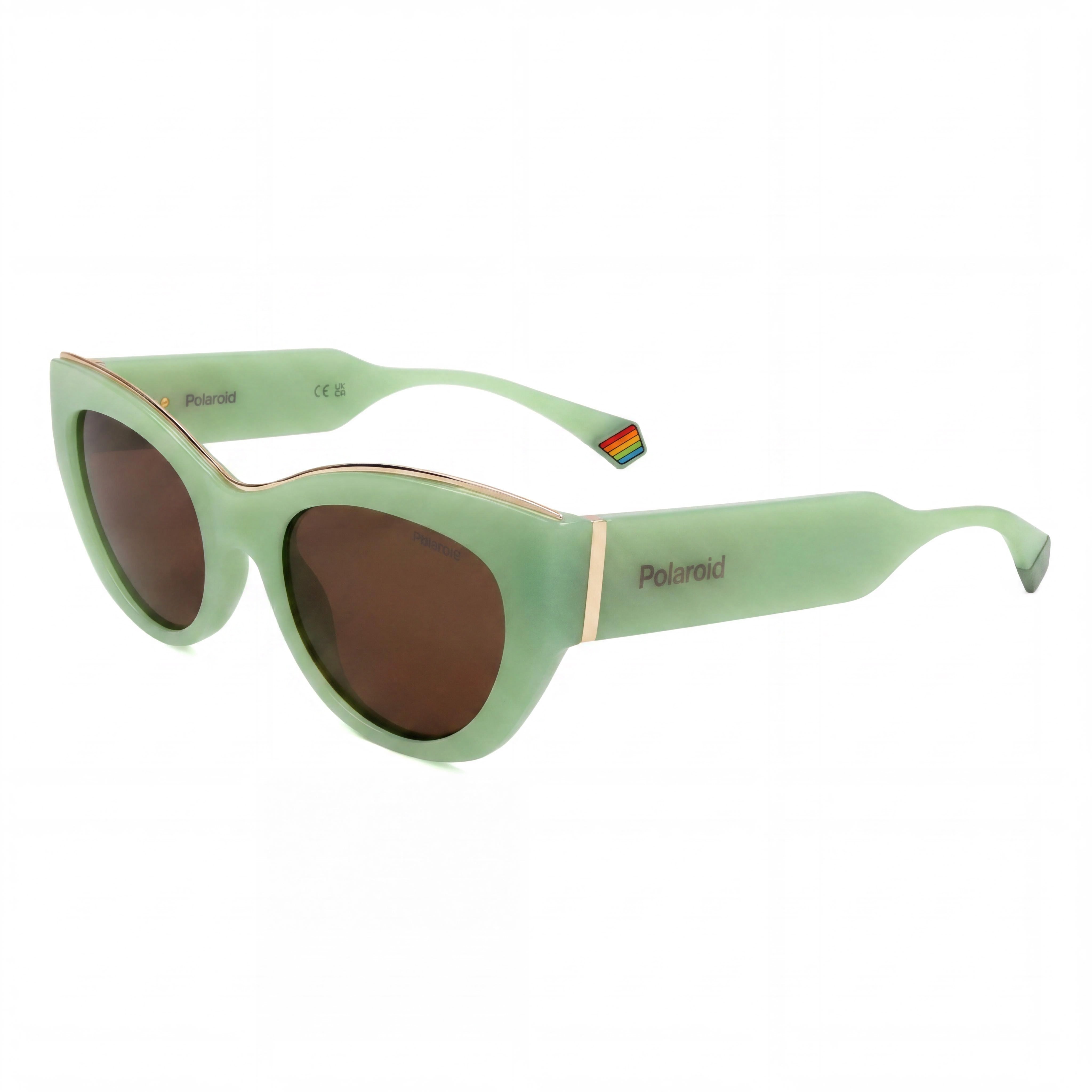 Gafas de Sol Polaroid Casuales para Mujer, Protección UV, Policarbonato Verde Escarchado, Lentes Bronce 50mm, Photo 1
