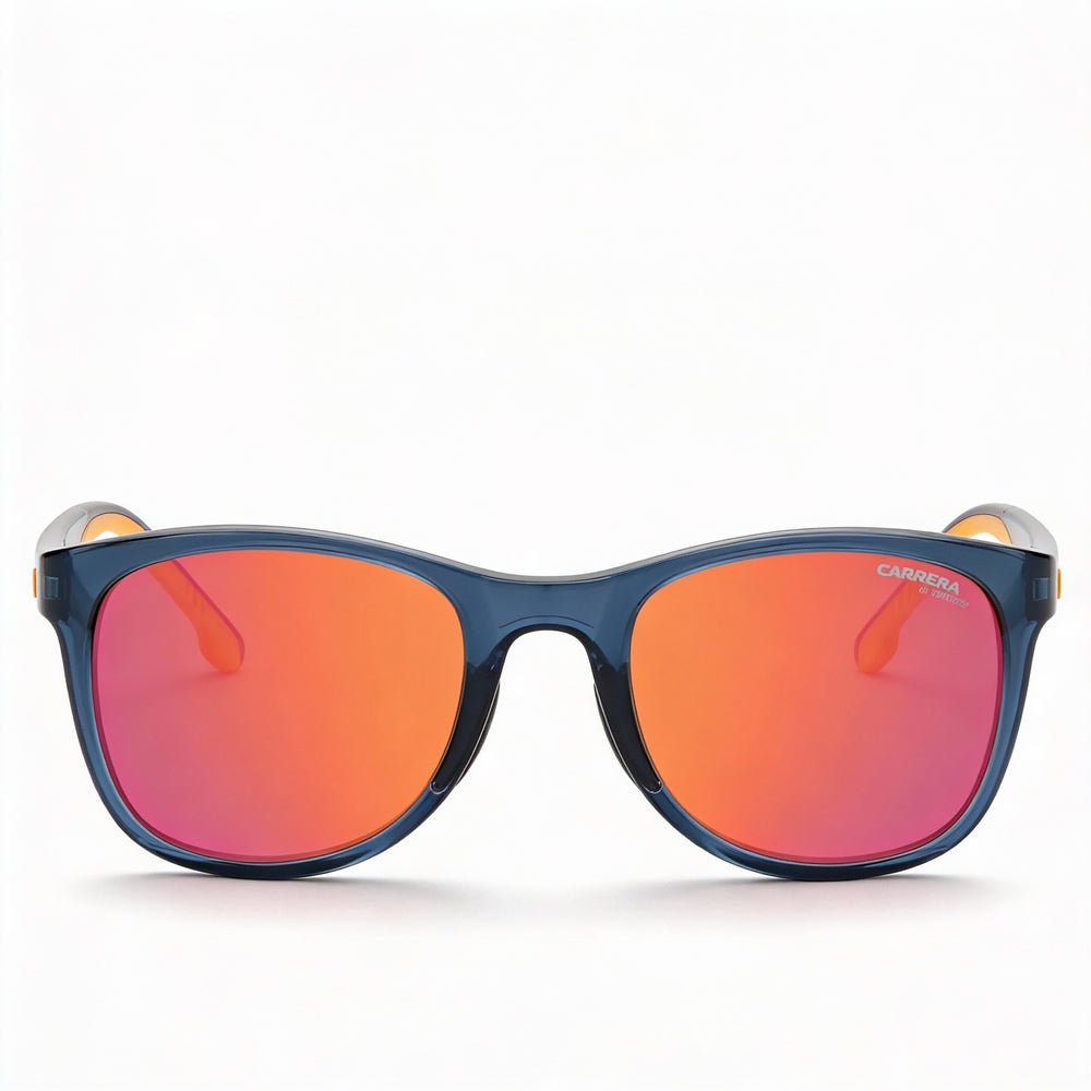 Carrera race 8054 Unisex Transparent Blue Plastic Square UV Protected Sunglasses with Blue Lenses, 52mm
