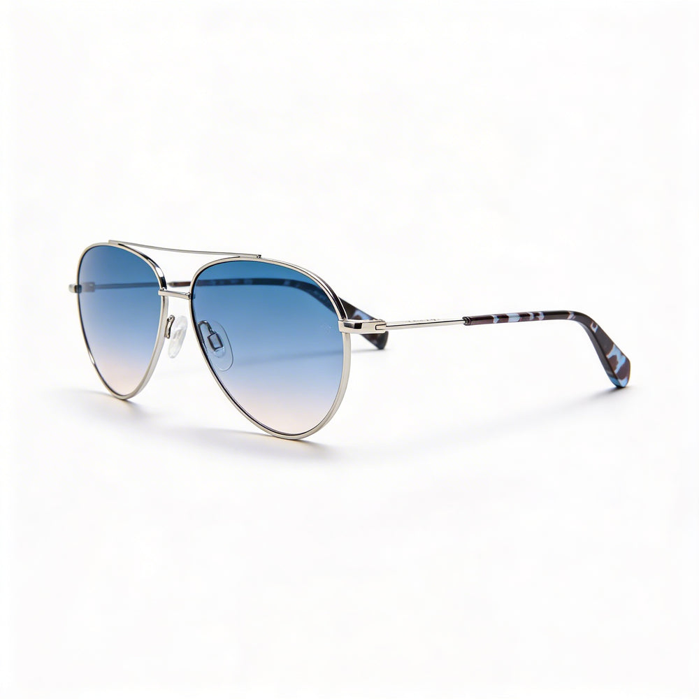 Gafas de sol Rag & Bone Modern para mujer, de metal, estilo aviador, de acero inoxidable paladio, color azul, doble tono, no polarizadas, 58 mm