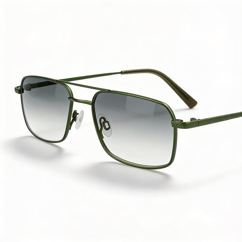 Gafas de acetato Flexon H6074 para hombre, color oliva satinado, con lentes de policarbonato multicolor, ancho de lente de 52 mm