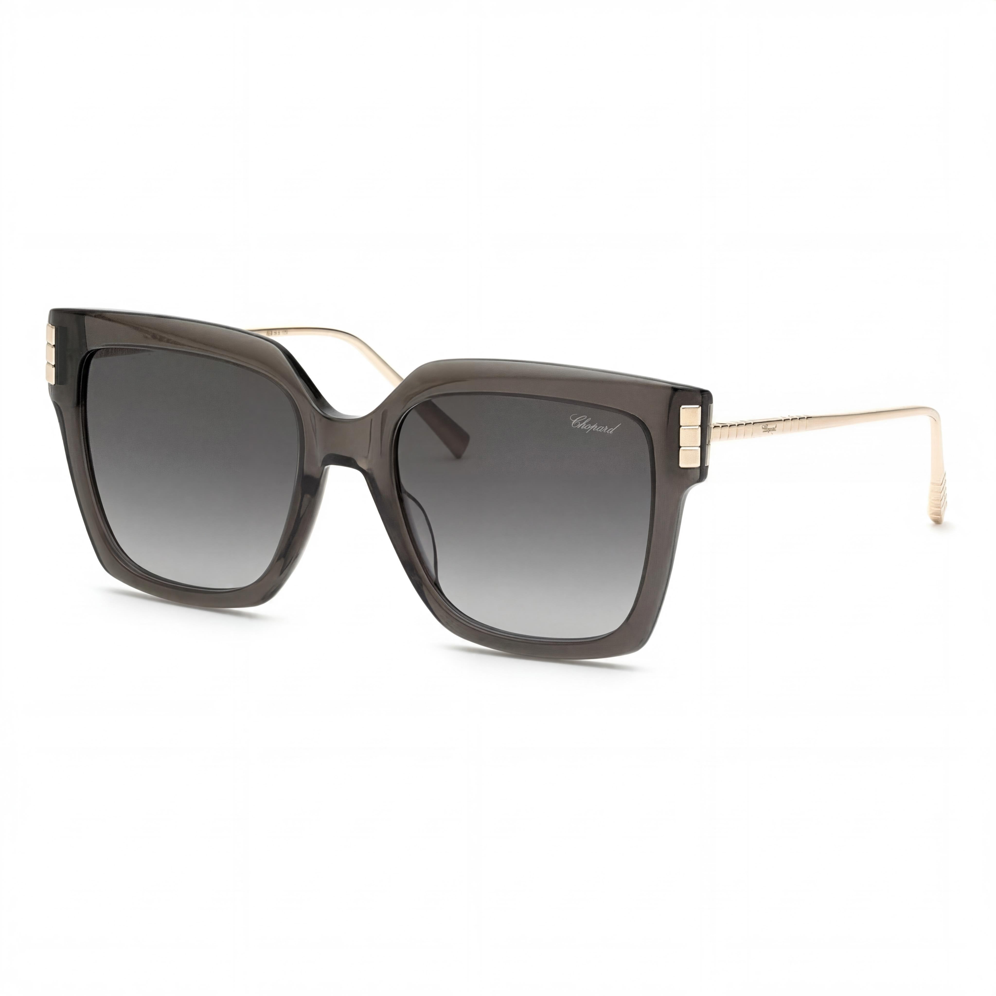 Gafas de sol no polarizadas Chopard para mujer Sch353m de titanio gris transparente con degradado de humo de 54 mm, Photo 1