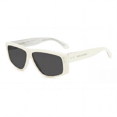 Gafas de sol rectangulares modernas Isabel Marant para mujer con montura de acetato color marfil y lentes UV grises de 61 mm