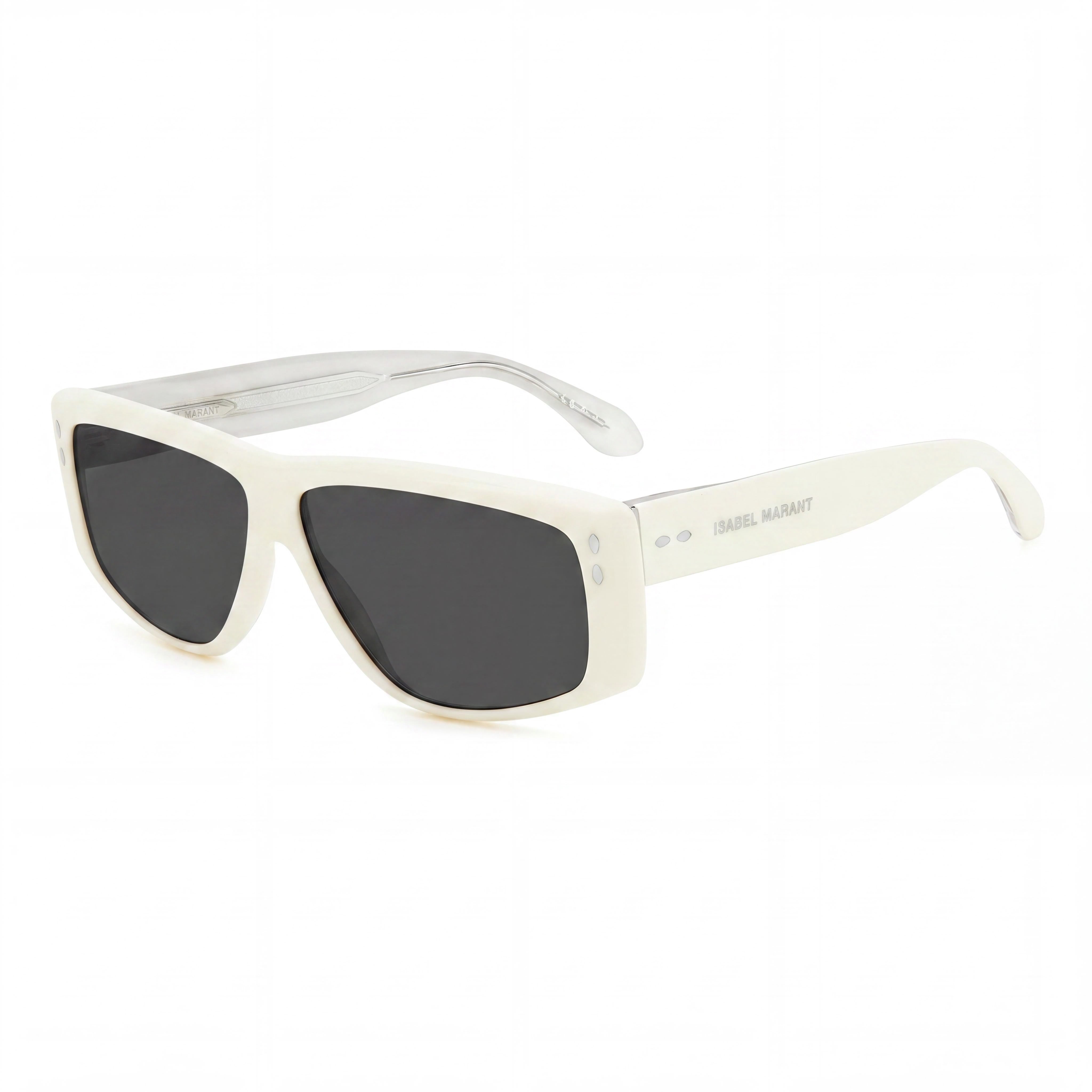 Isabel Marant Modern Women's Rectangular Sunglasses with Ivory Acetate Frame, Grey UV Lenses 61mm, Photo 1