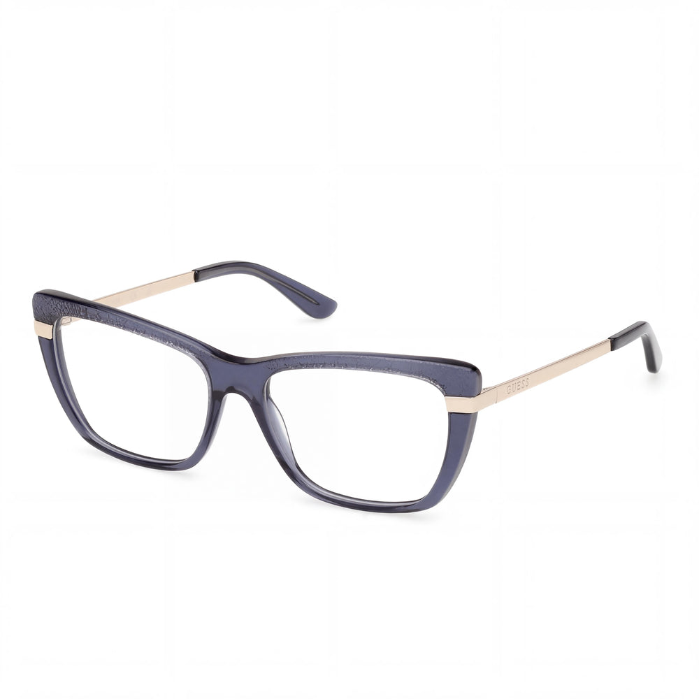Guess Gu50246 Women's Shiny Blue Plastic Frame Non- Lenses Eyewear Lens Width 50mm Bridge 16mm Temple 140mm