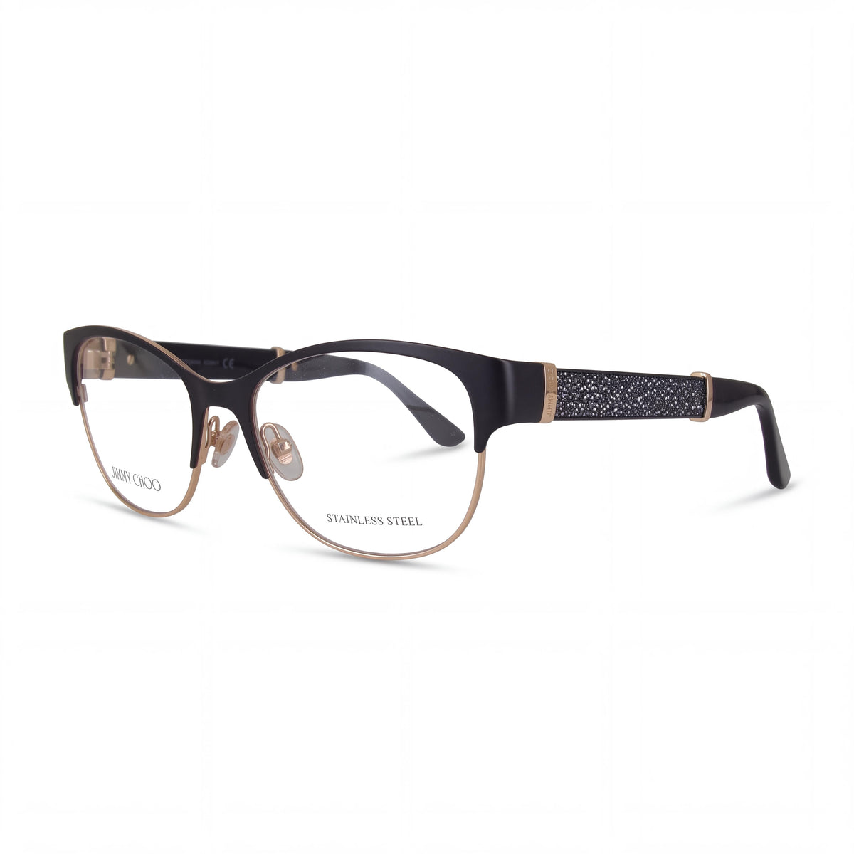 JIMMY CHOO JC180 Women's Rectangle Stainless Steel Metal Matte Background Glitter Non- Eyeglasses 53-16-140, Photo 1