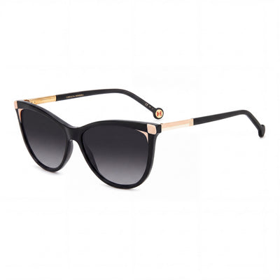 Carolina Herrera 0141/S Women's Black Nude Plastic Frame Dark Grey Shaded Non-Polarized UV Protected Sunglasses 57mm