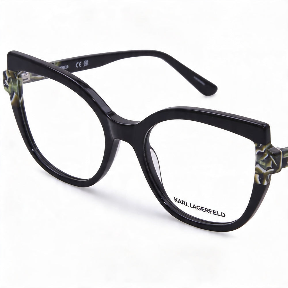 KARL LAGERFELD Modern Unisex Acetate Frame, Polycarbonate Lenses Black/Marble Sunglasses 54mm